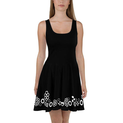 Skater dress - BLACK with FOREVER SWEET bw - Colorful candy mix print