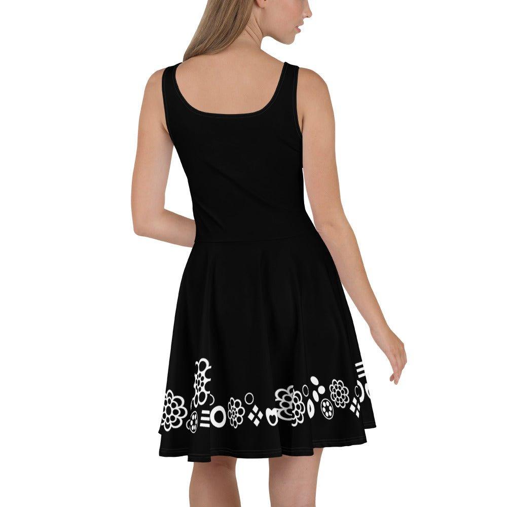 Skater dress - BLACK with FOREVER SWEET bw - Colorful candy mix print