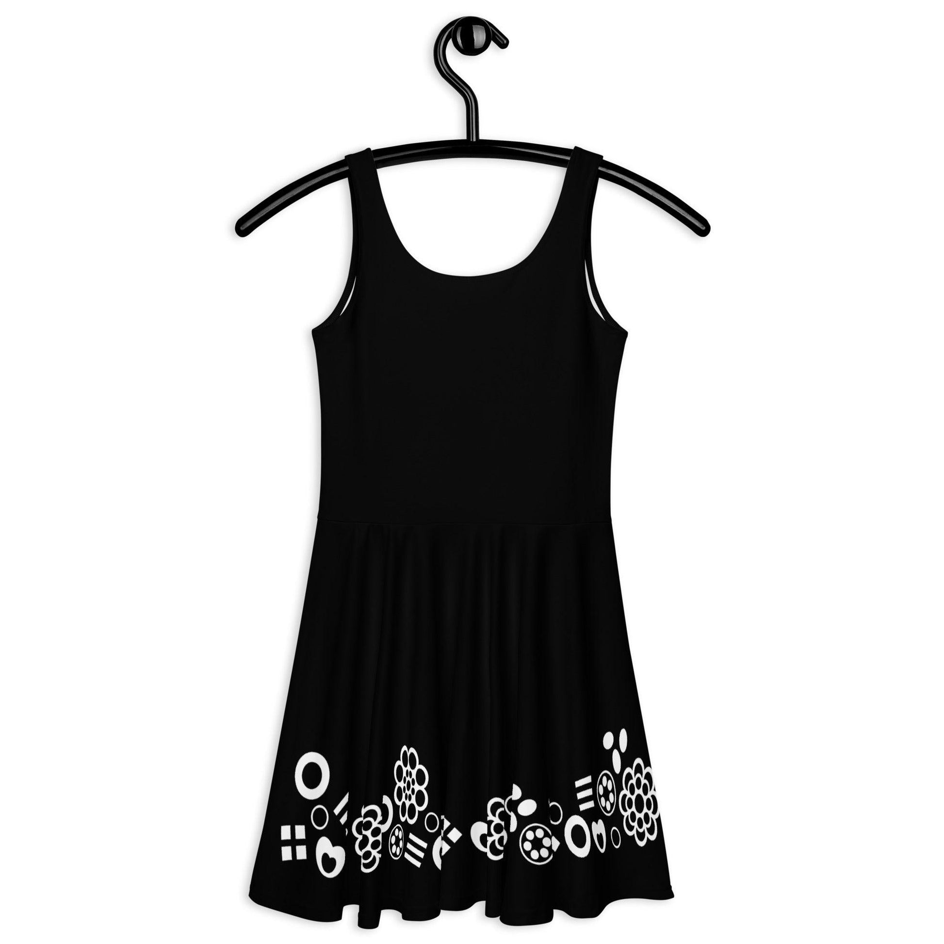 Skater dress - BLACK with FOREVER SWEET bw - Colorful candy mix print