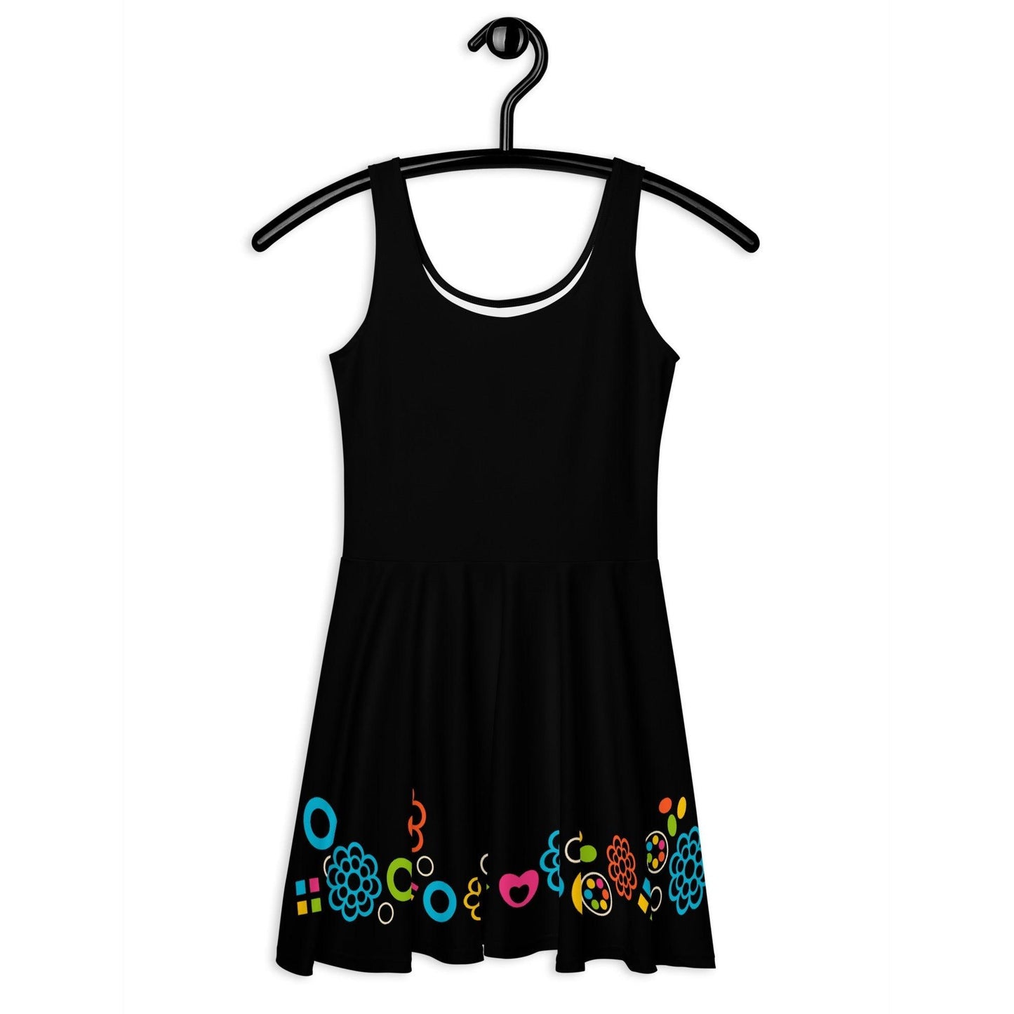 Skater dress - BLACK with FOREVER SWEET color - Colorful candy mix print 3XL