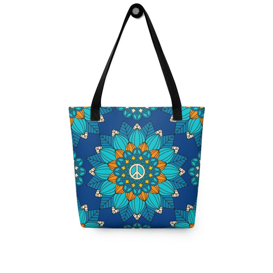 Tote bag - BLOOM WITH PEACE orange blue - Flowers and peace print Default Title