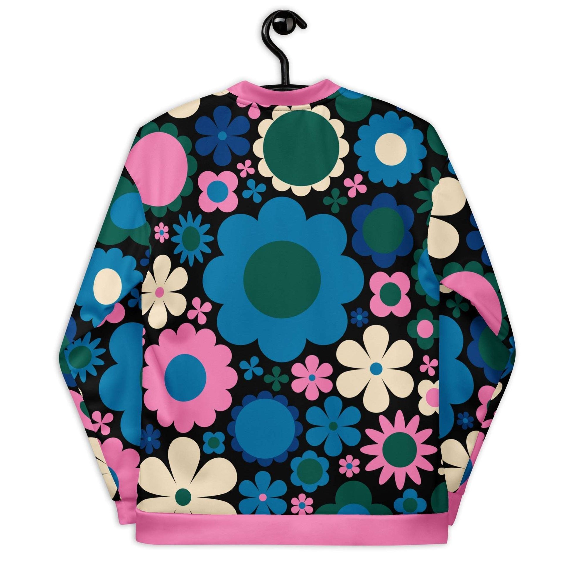 Bomber jacket - BLOOMPOP blue pink - Colorful bloom print