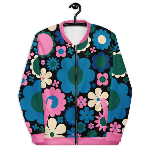 Bomber Jacket - BLOOMPOP blue pink - Popping Bloom Print