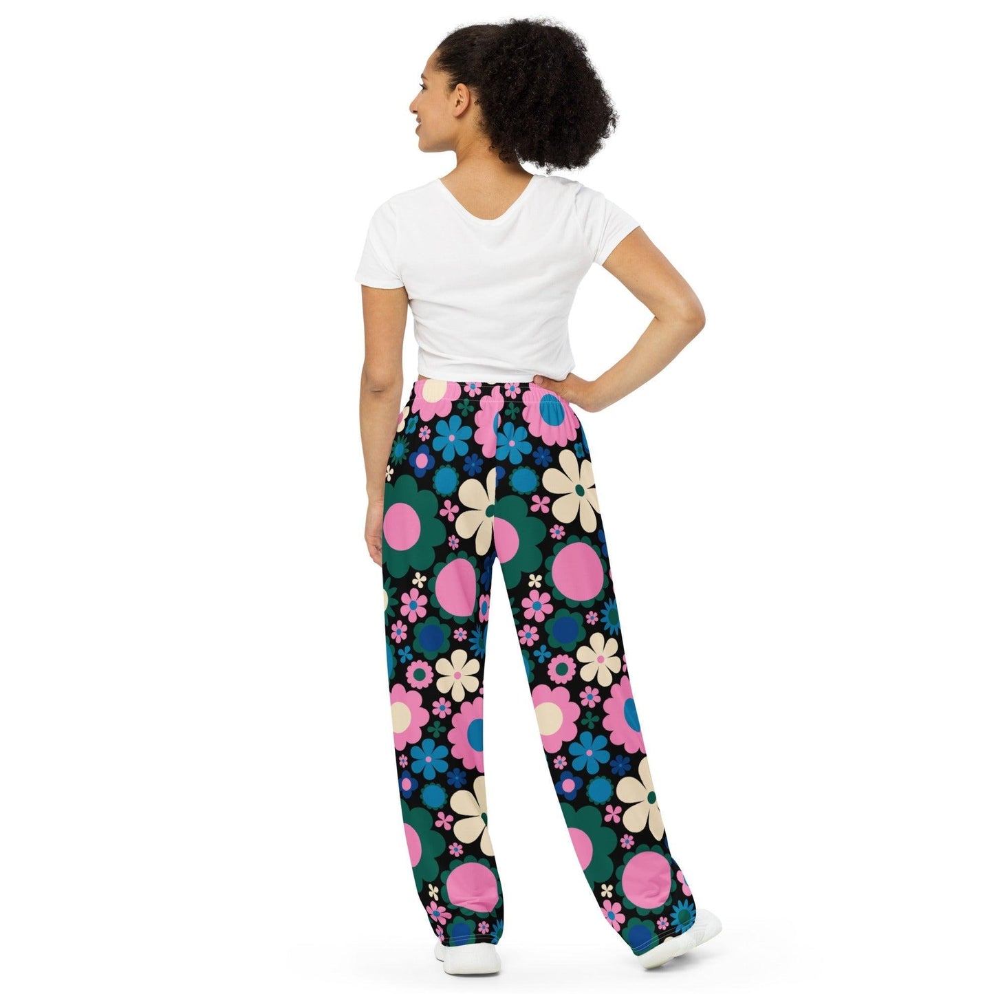 Pants - BLOOMPOP blue pink - Colorful bloom print