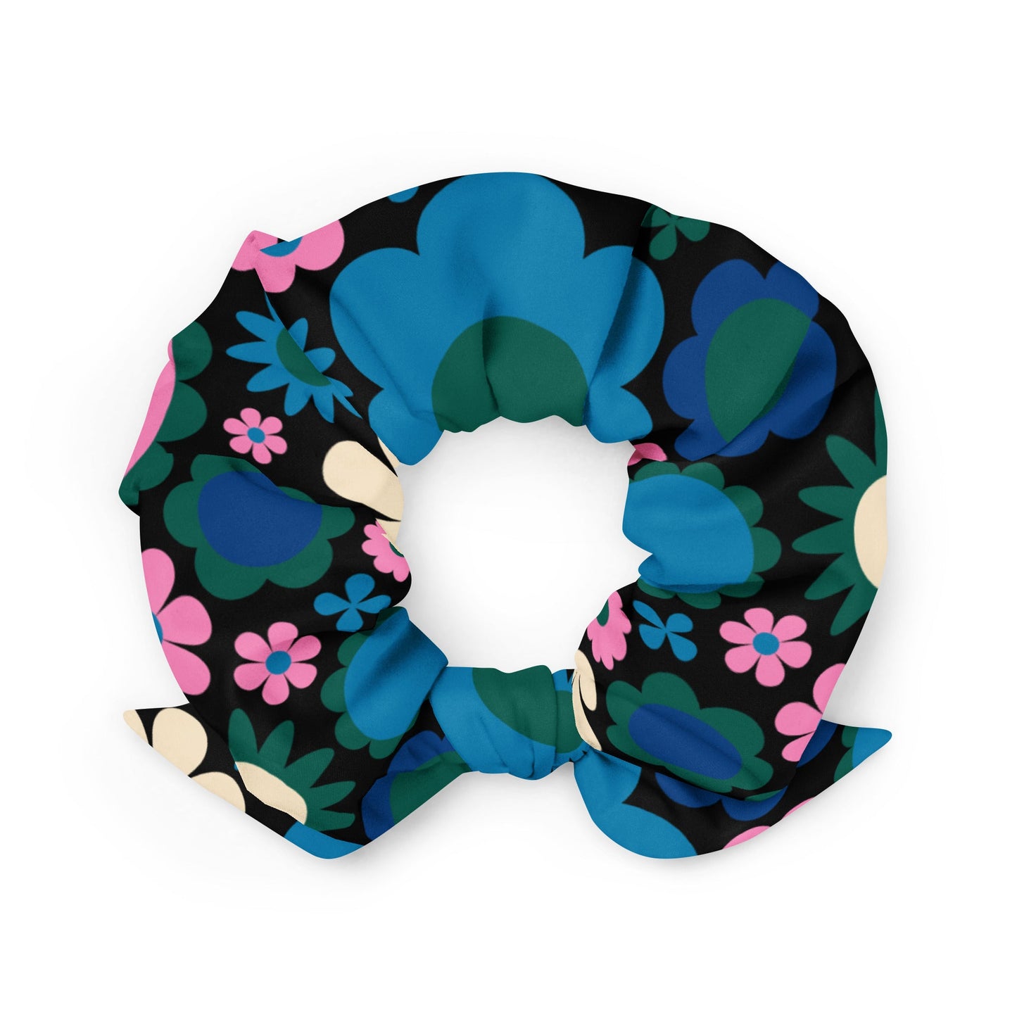 Scrunchie - BLOOMPOP blue pink - Colorful bloom print