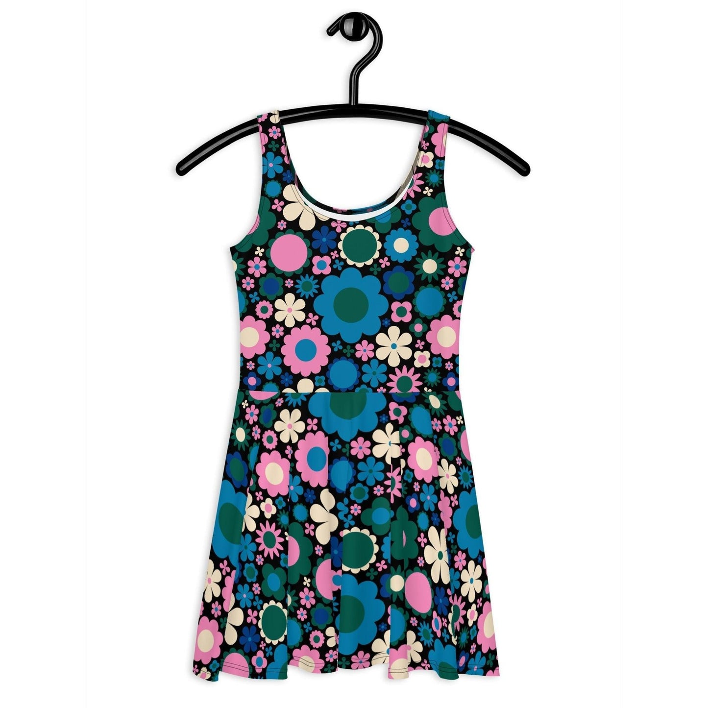 Skater dress - BLOOMPOP blue pink - Colorful bloom print 3XL