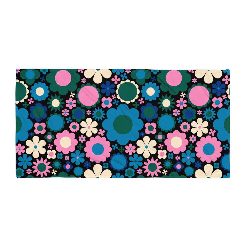 Towel - BLOOMPOP blue pink - Colorful bloom print