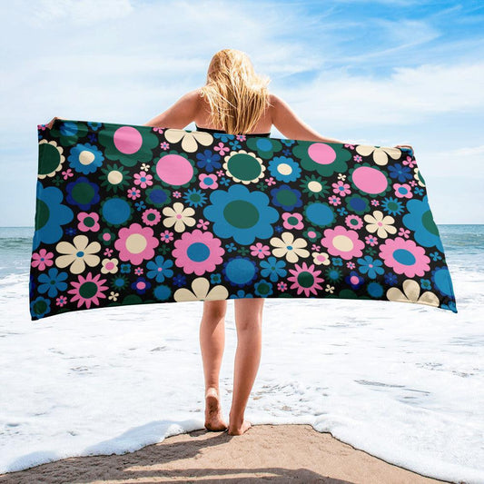 Towel - BLOOMPOP blue pink - Colorful bloom print Default Title