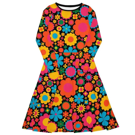 Midi dress - BLOOMPOP happy 2 - Colorful bloom print