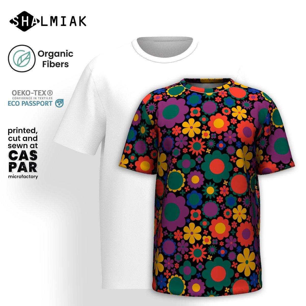 Organic cotton t-shirt - BLOOMPOP misty - Colorful bloom print