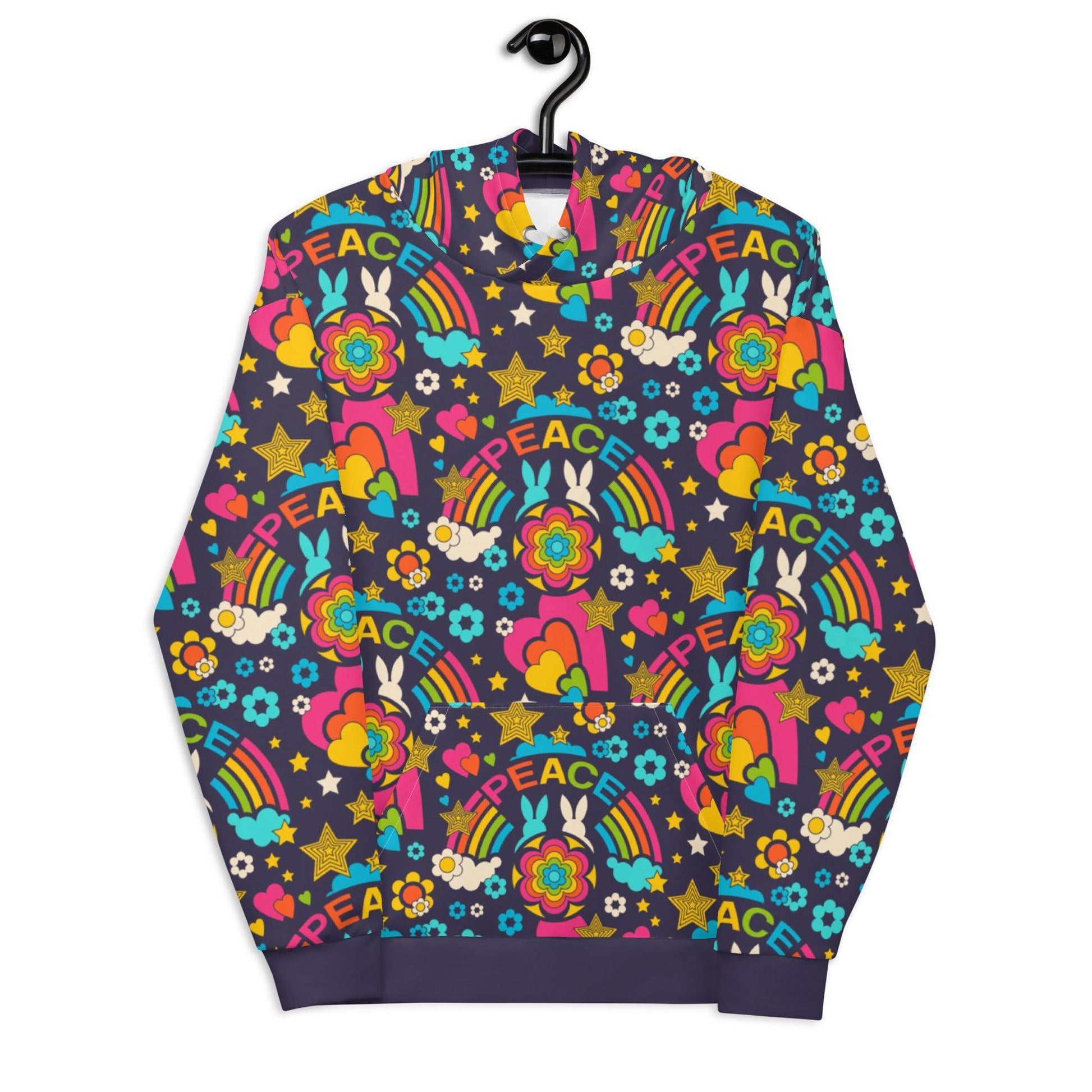 Hoodie - BUNNY PEACE dark blue - Bunnies and peace print 6XL
