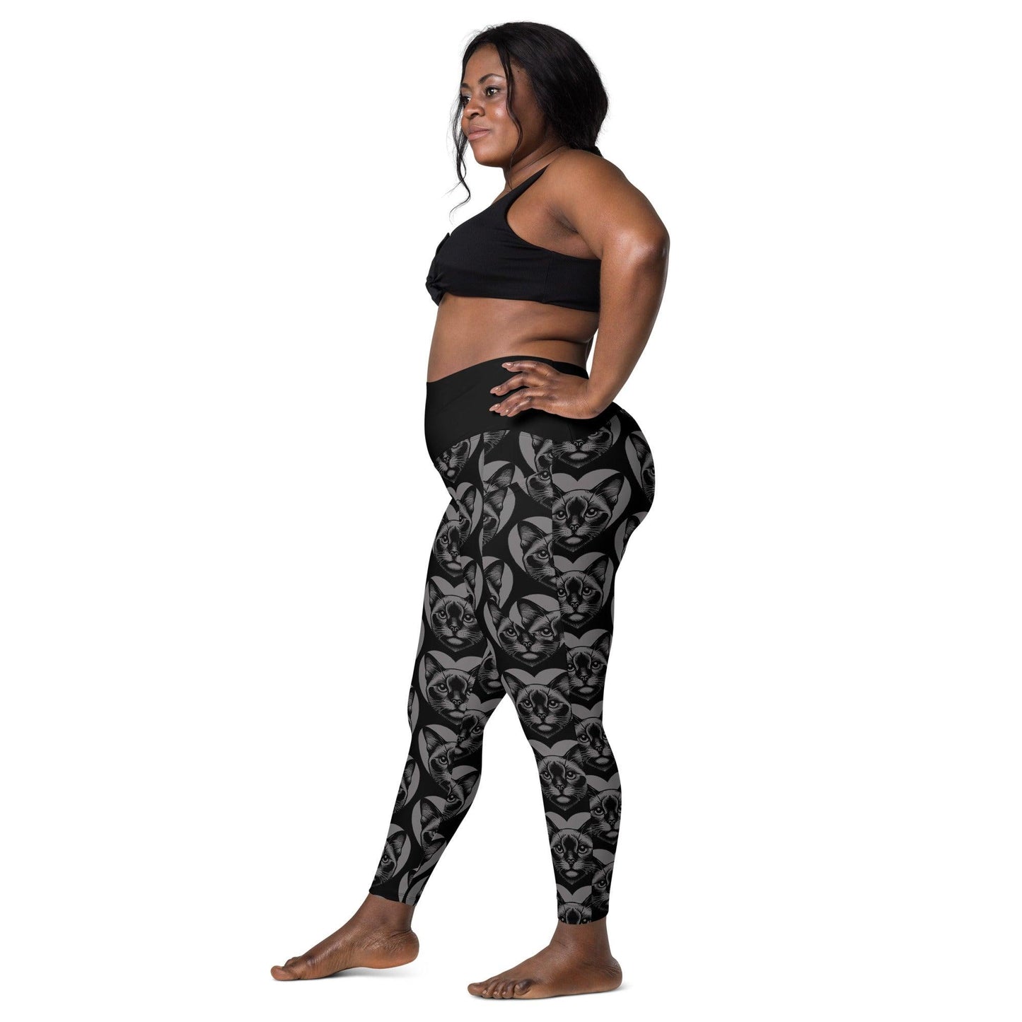 Cat breed leggings with pockets - BURMESE - HERTTAHOUND - grey