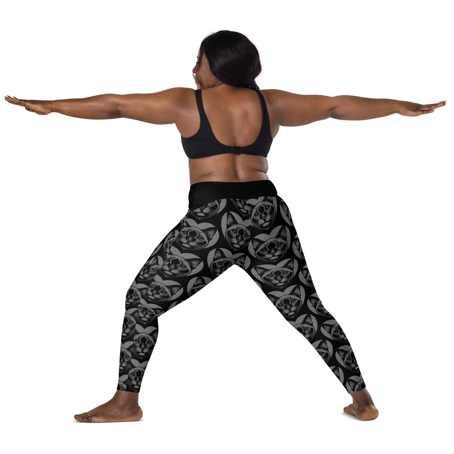 Cat breed leggings with pockets - BURMESE - HERTTAHOUND - grey