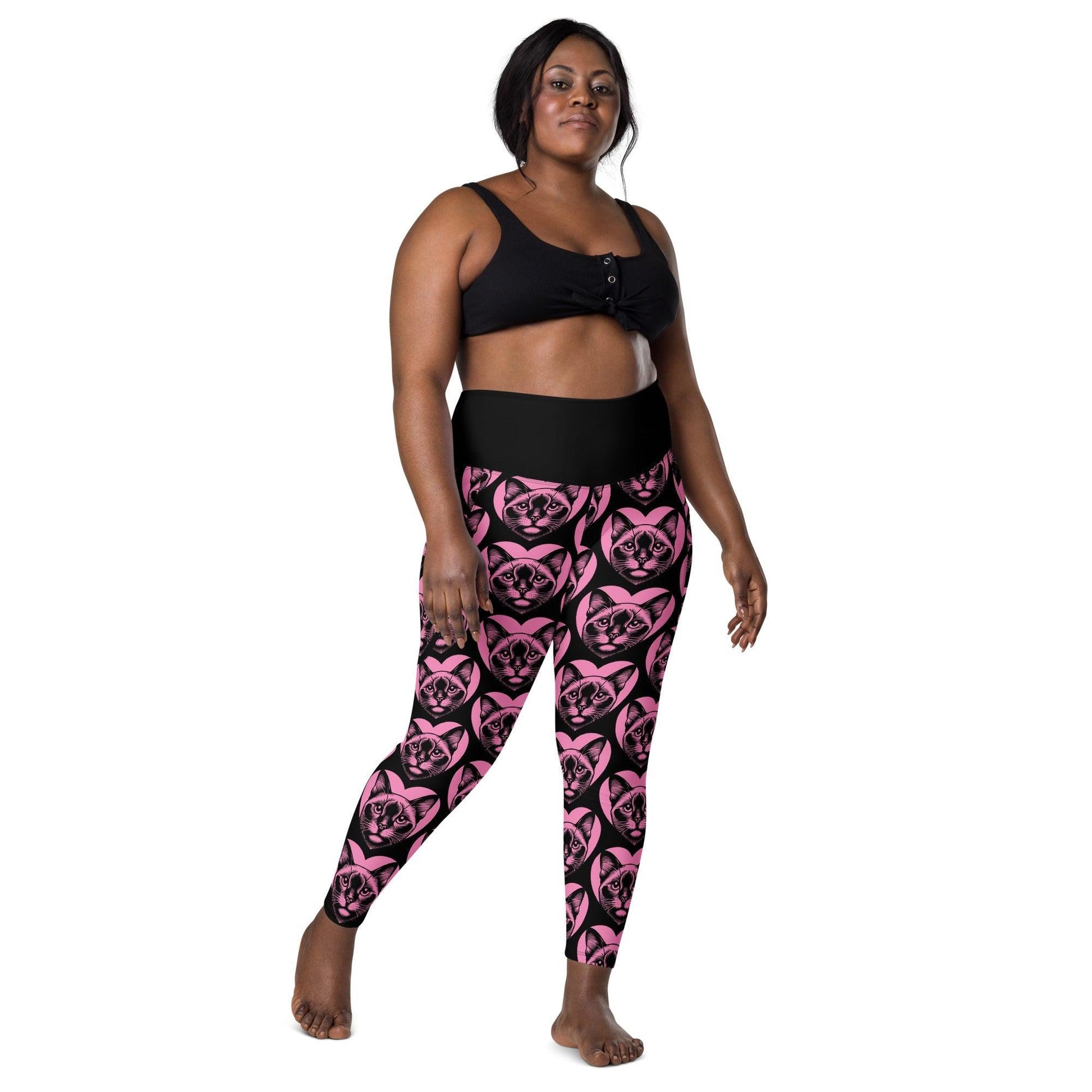 Cat breed leggings with pockets - BURMESE - HERTTAHOUND - pink