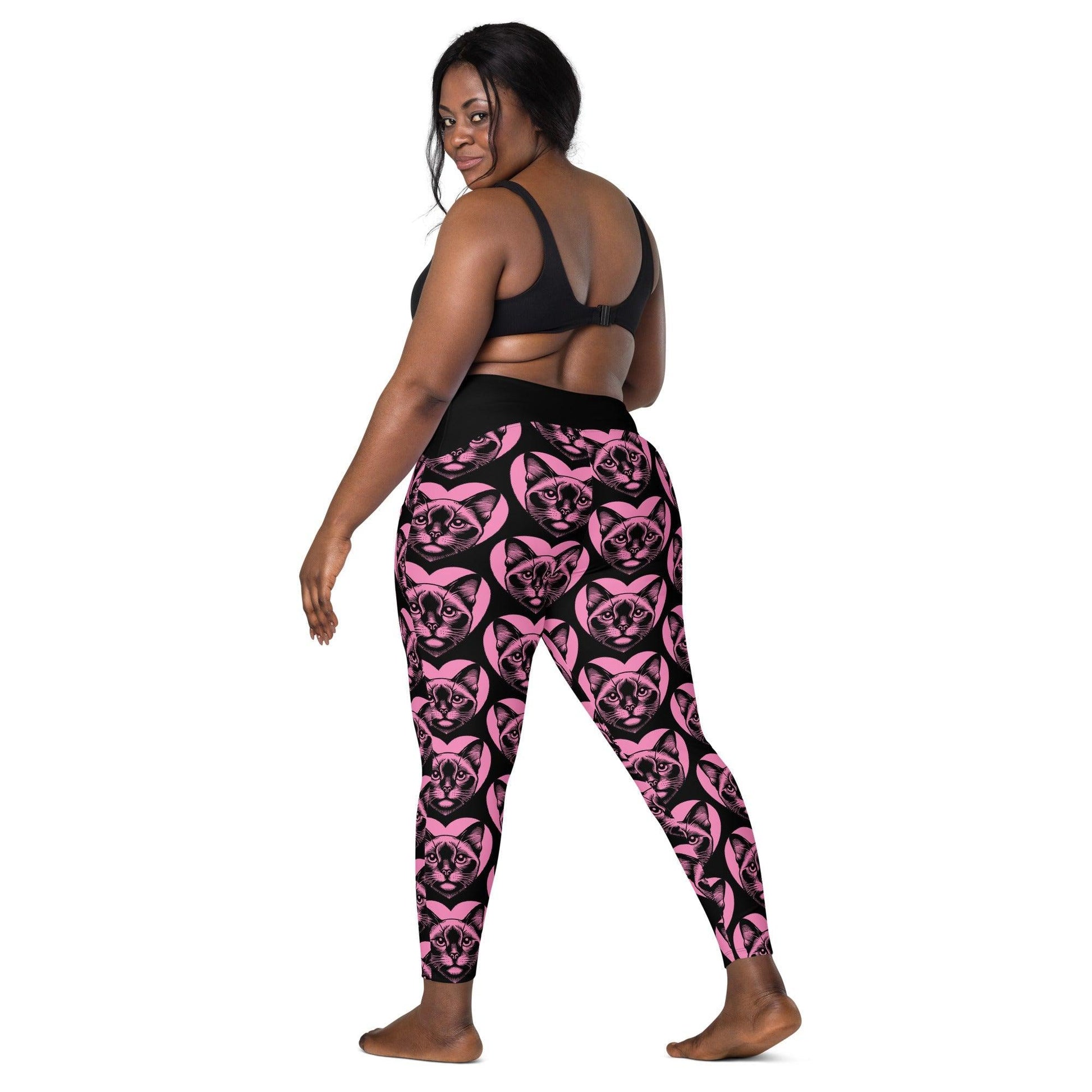 Cat breed leggings with pockets - BURMESE - HERTTAHOUND - pink