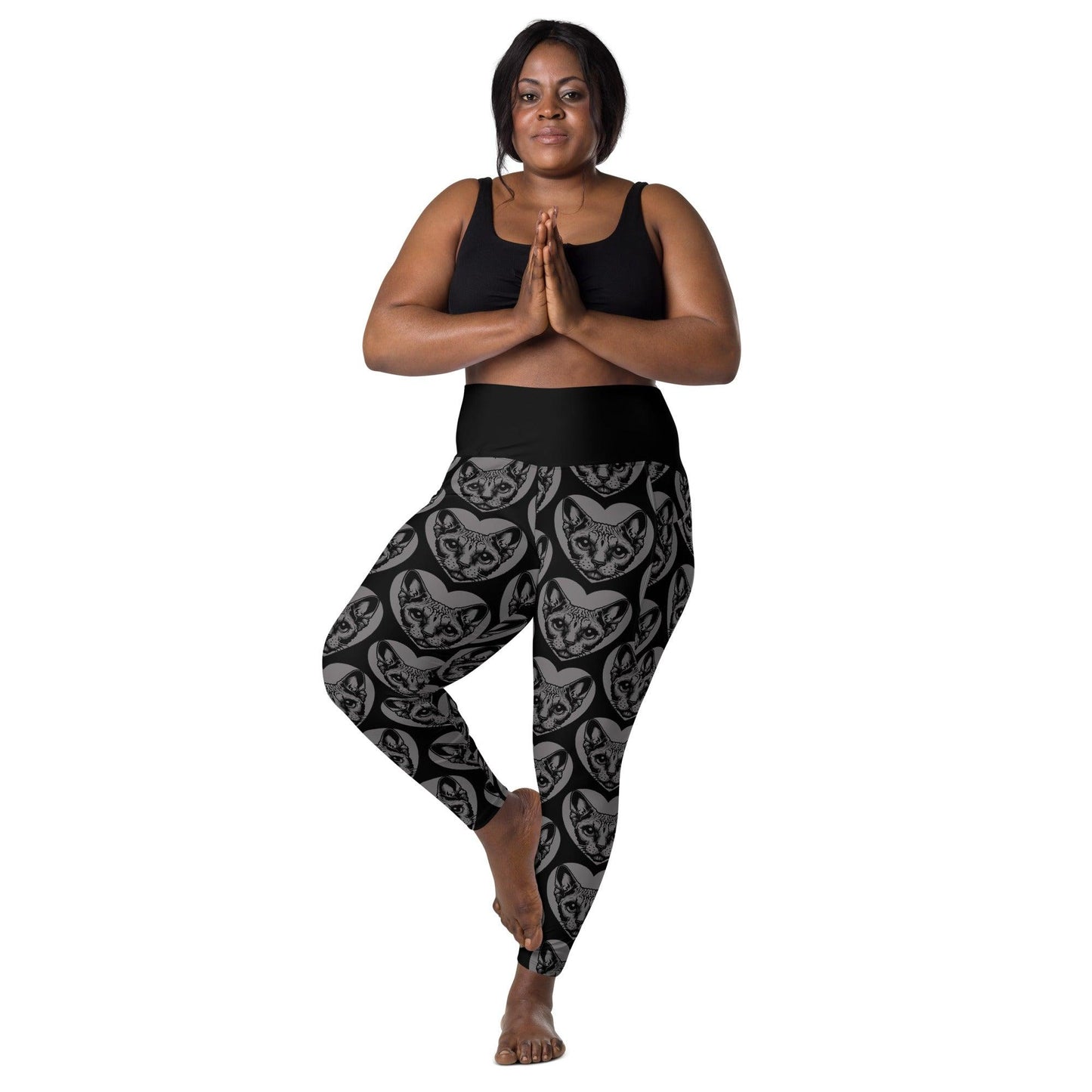 Cat breed leggings with pockets - DEVON REX - HERTTAHOUND - grey