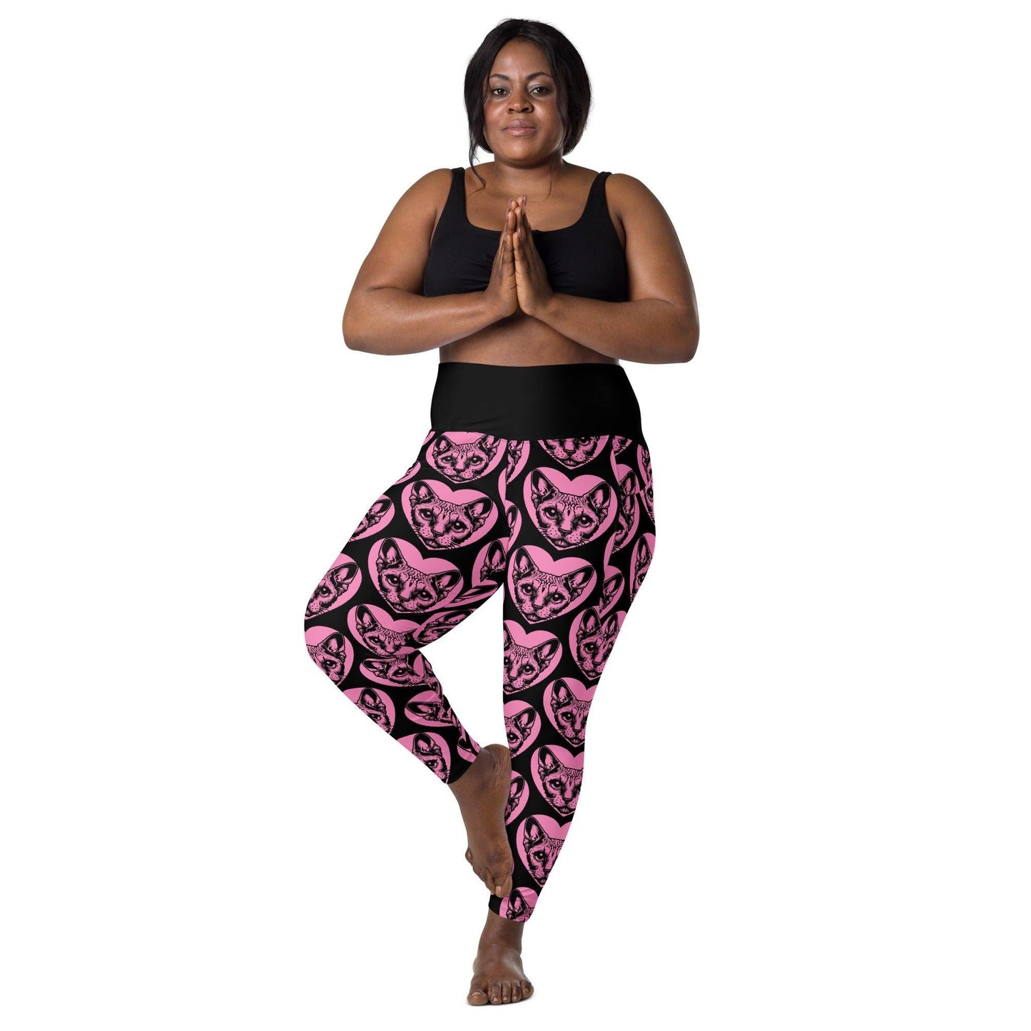Cat breed leggings with pockets - DEVON REX - HERTTAHOUND - pink