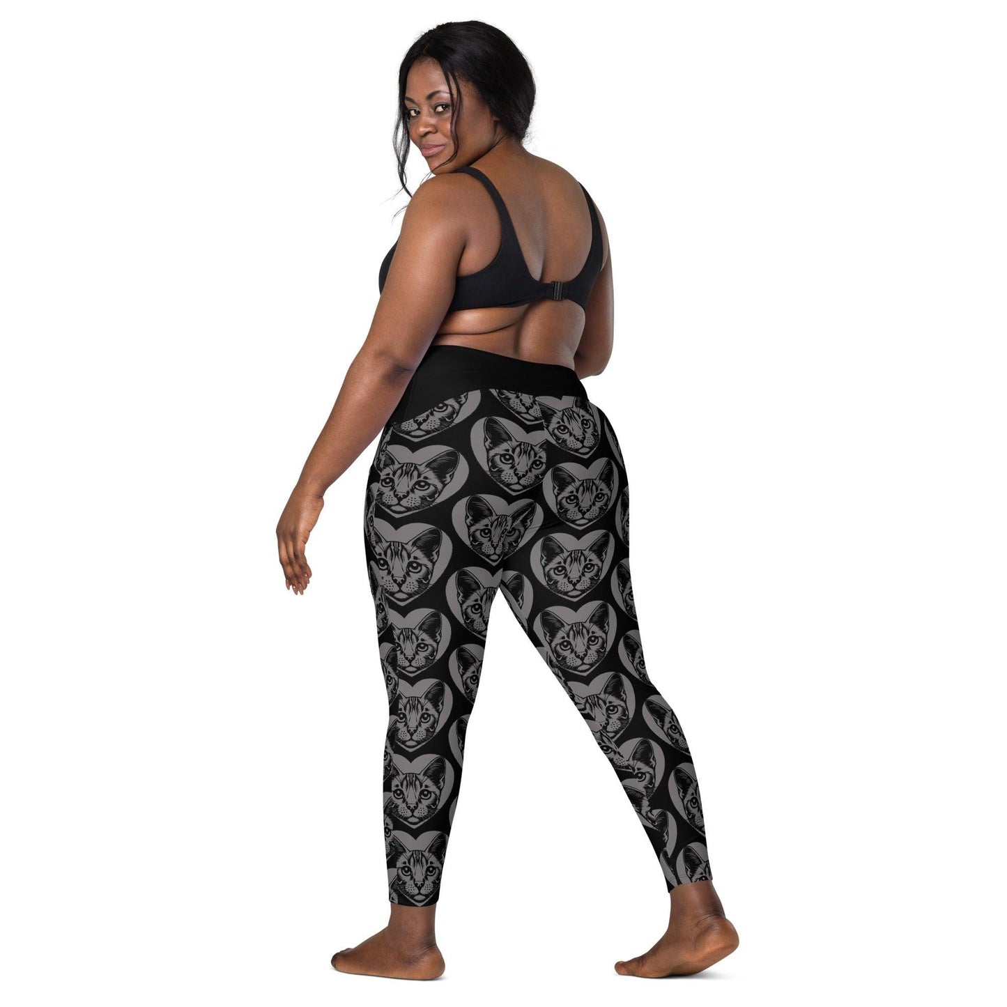 Cat breed leggings with pockets - OCICAT - HERTTAHOUND - grey