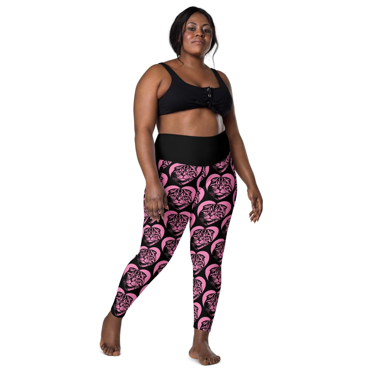 Cat breed leggings with pockets - SCOTTISH FOLD - HERTTAHOUND - pink