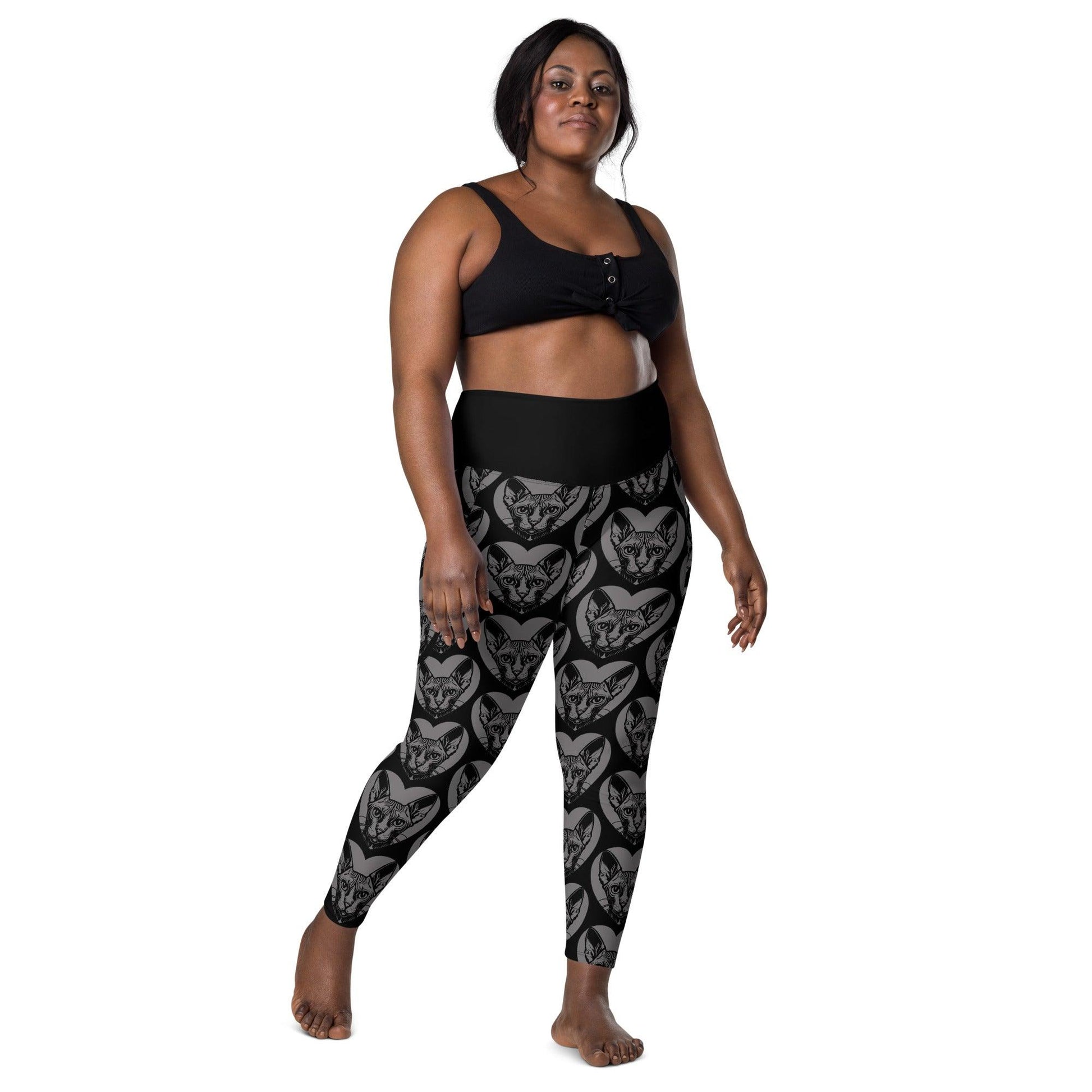 Cat breed leggings with pockets - SPHYNX - HERTTAHOUND - grey