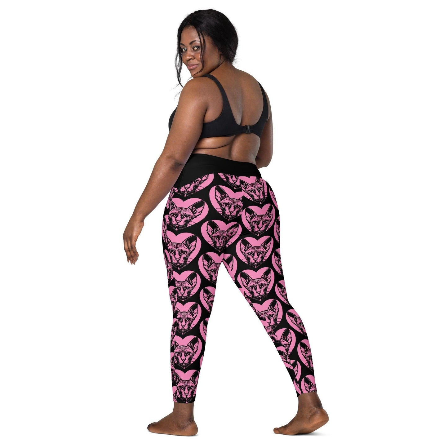 Cat breed leggings with pockets - SPHYNX - HERTTAHOUND - pink