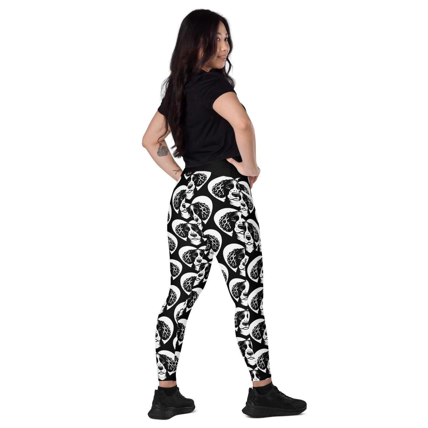 Dog breed leggings with pockets - AMERICAN WATER SPANIEL - HERTTAHOUND - Retro floral print