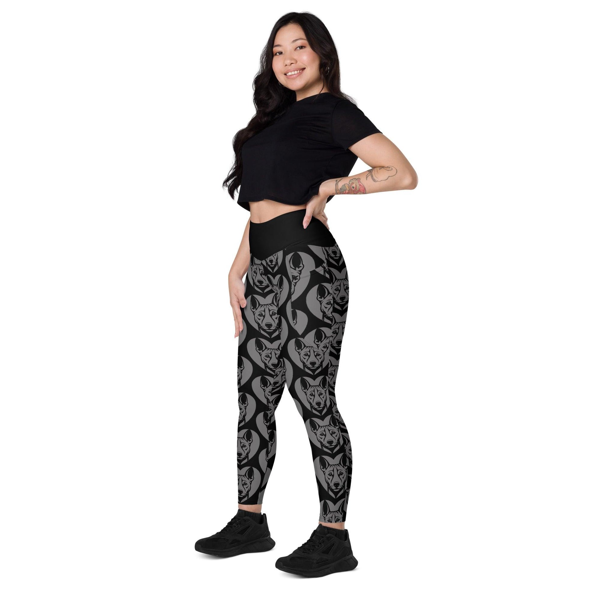 Dog breed leggings with pockets - BASENJI - HERTTAHOUND - grey