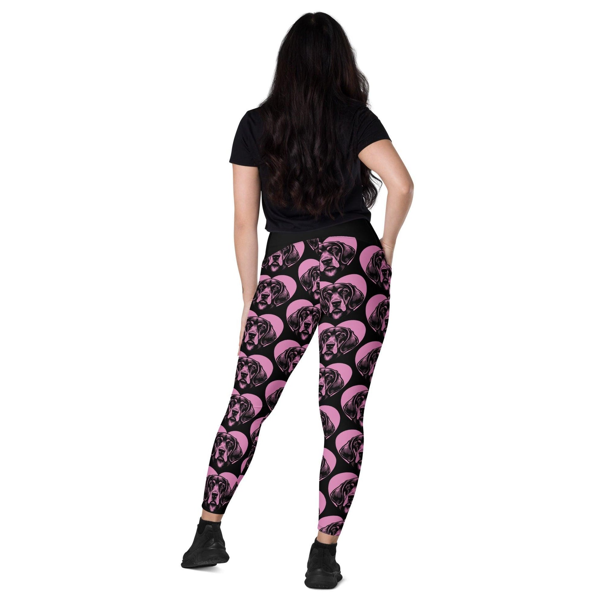 Dog breed leggings with pockets - BLUETICK COONHOUND - HERTTAHOUND - pink