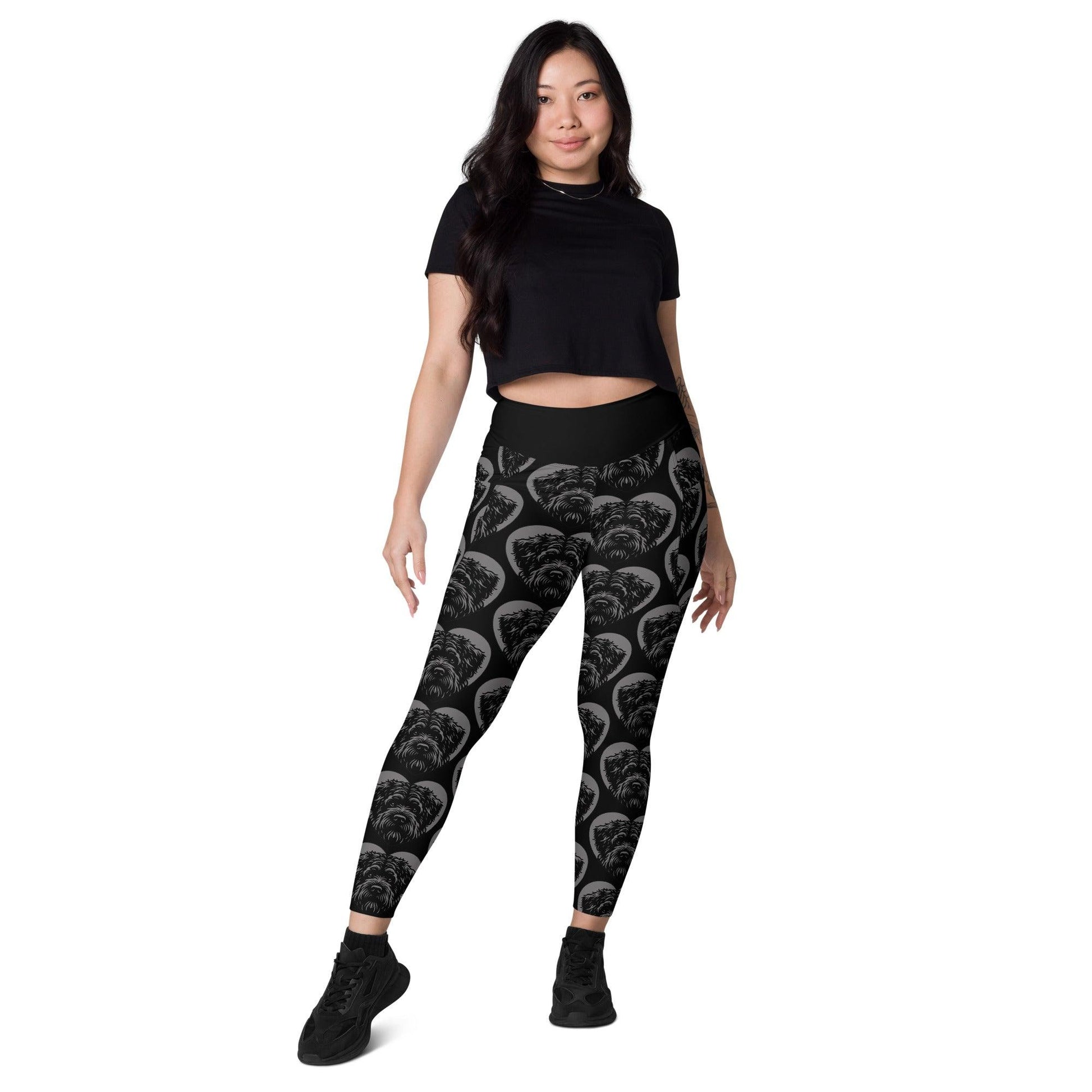 Dog breed leggings with pockets - BOUVIER DES FLANDRES - HERTTAHOUND - grey