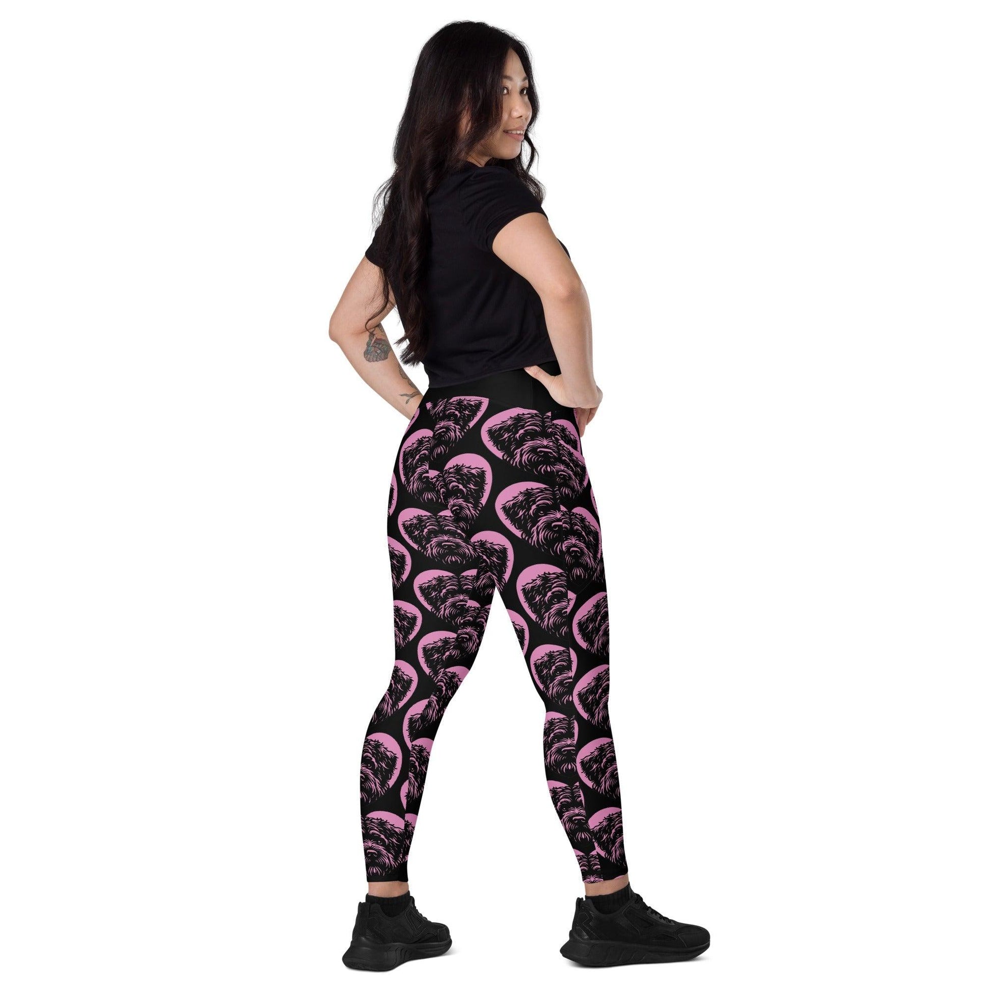 Dog breed leggings with pockets - BOUVIER DES FLANDRES - HERTTAHOUND - pink