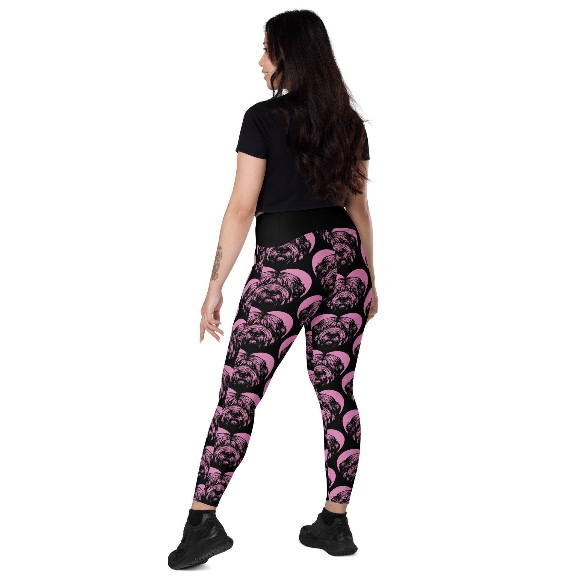 Dog breed leggings with pockets - BRIARD - HERTTAHOUND - pink