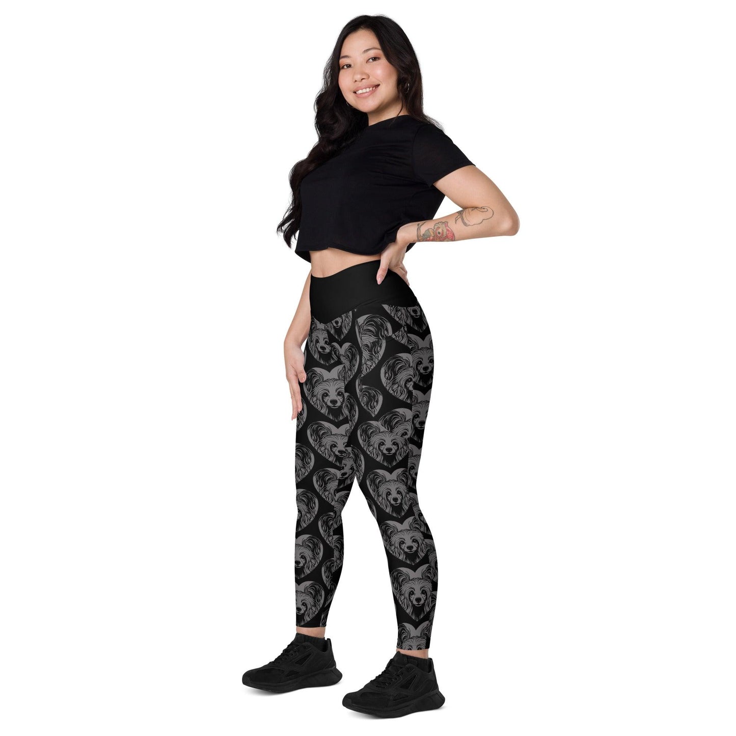 Dog breed leggings with pockets - CHINESE CRESTED DOG 2 - HERTTAHOUND - grey
