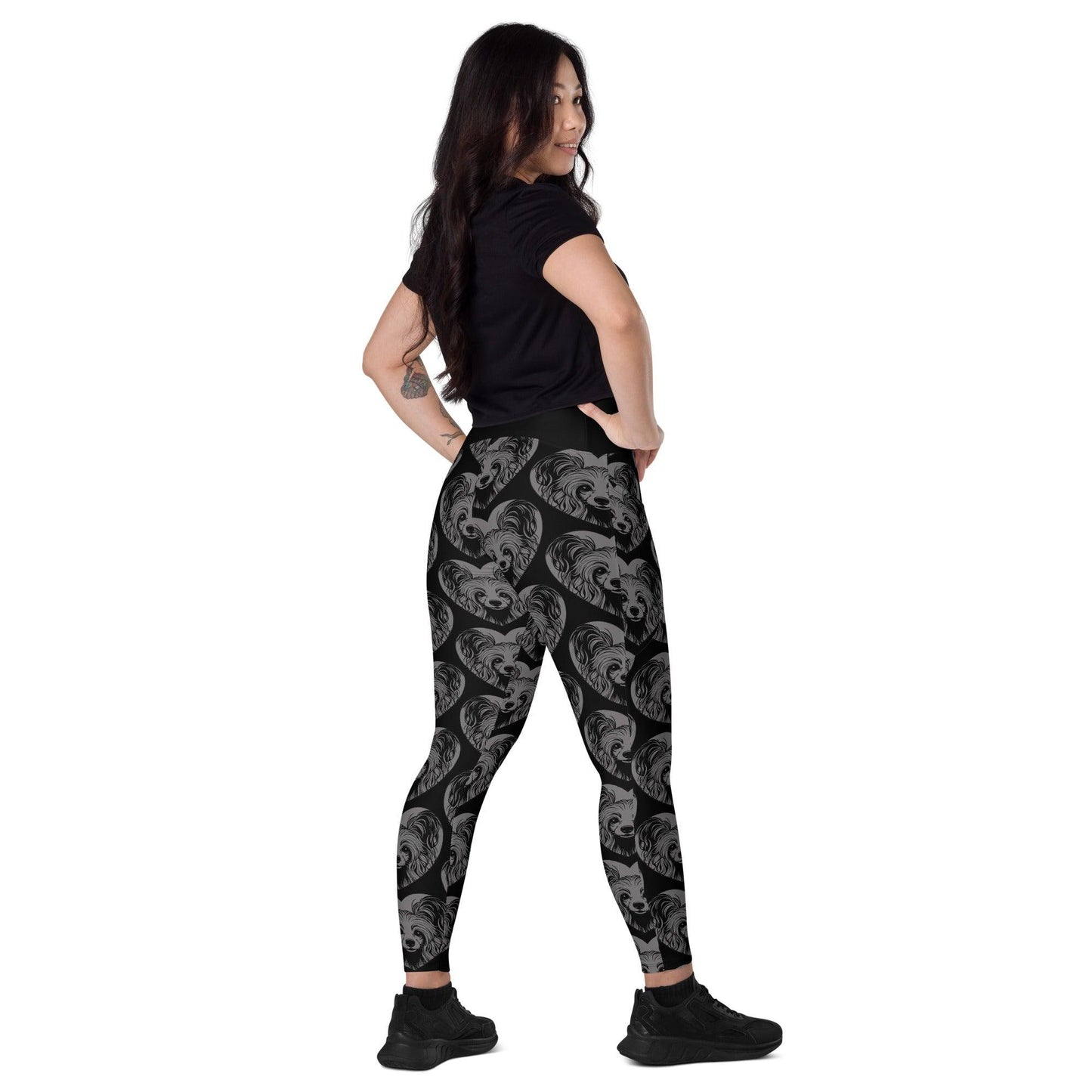Dog breed leggings with pockets - CHINESE CRESTED DOG 2 - HERTTAHOUND - grey