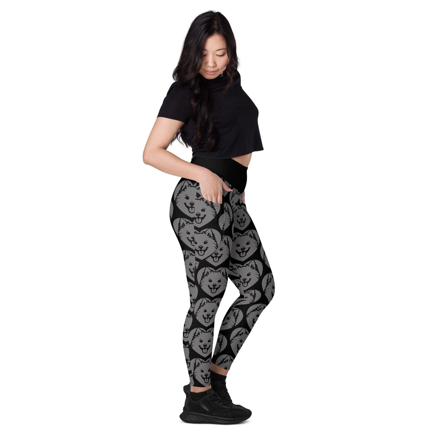 Dog breed leggings with pockets - JAPANESE SPITZ - HERTTAHOUND - grey