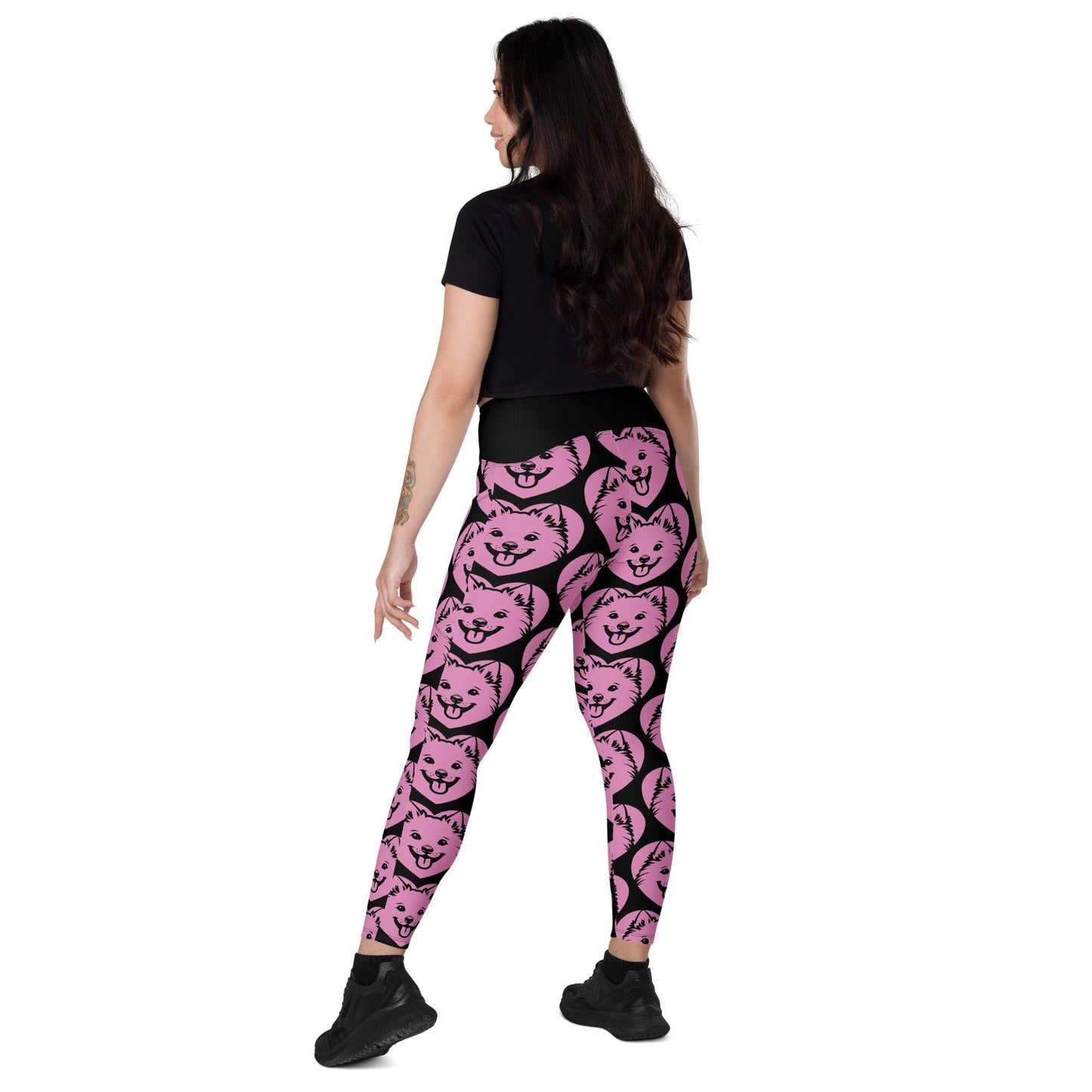 Dog breed leggings with pockets - JAPANESE SPITZ - HERTTAHOUND - pink