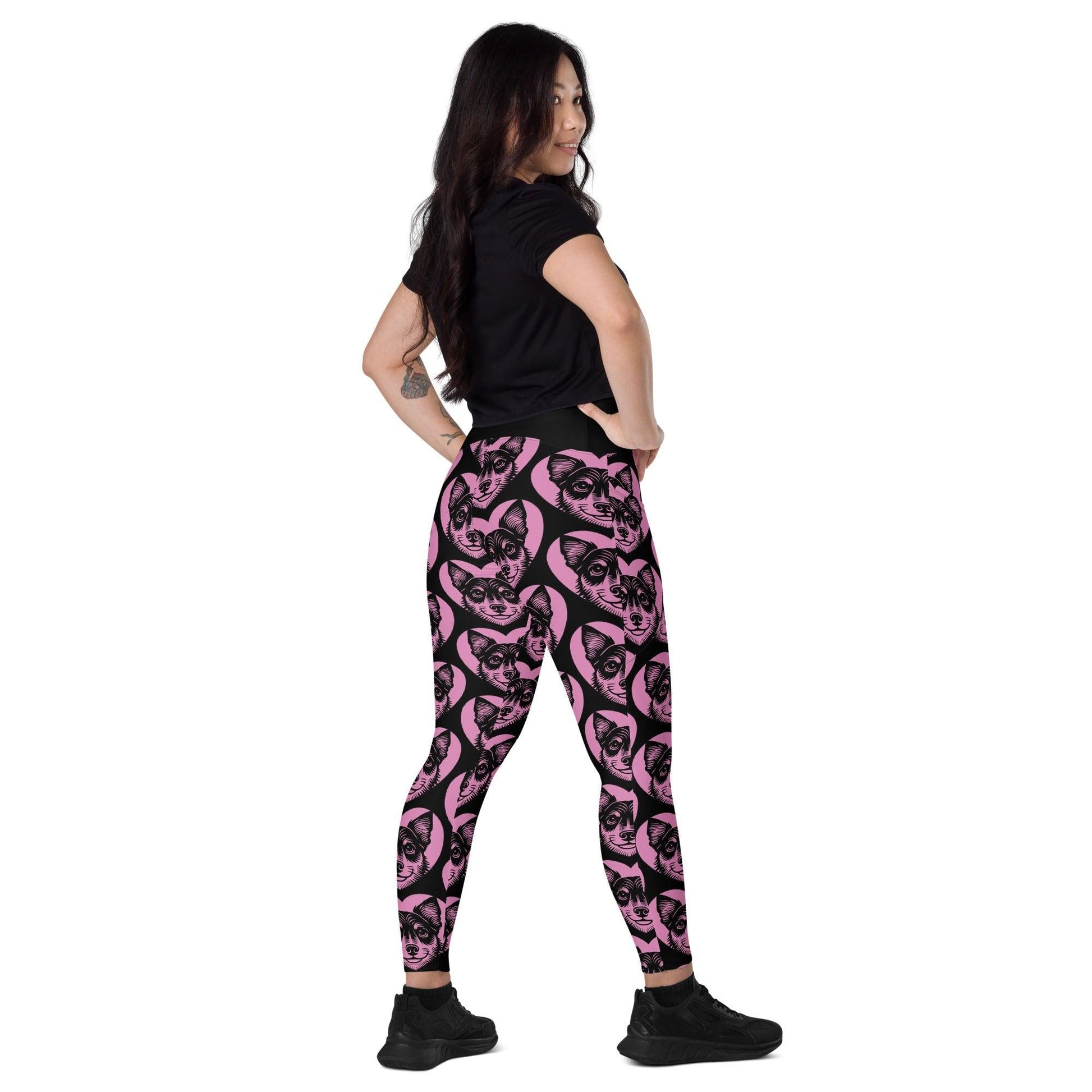 Dog breed leggings with pockets - LANCASHIRE HEELER 2 - HERTTAHOUND - pink