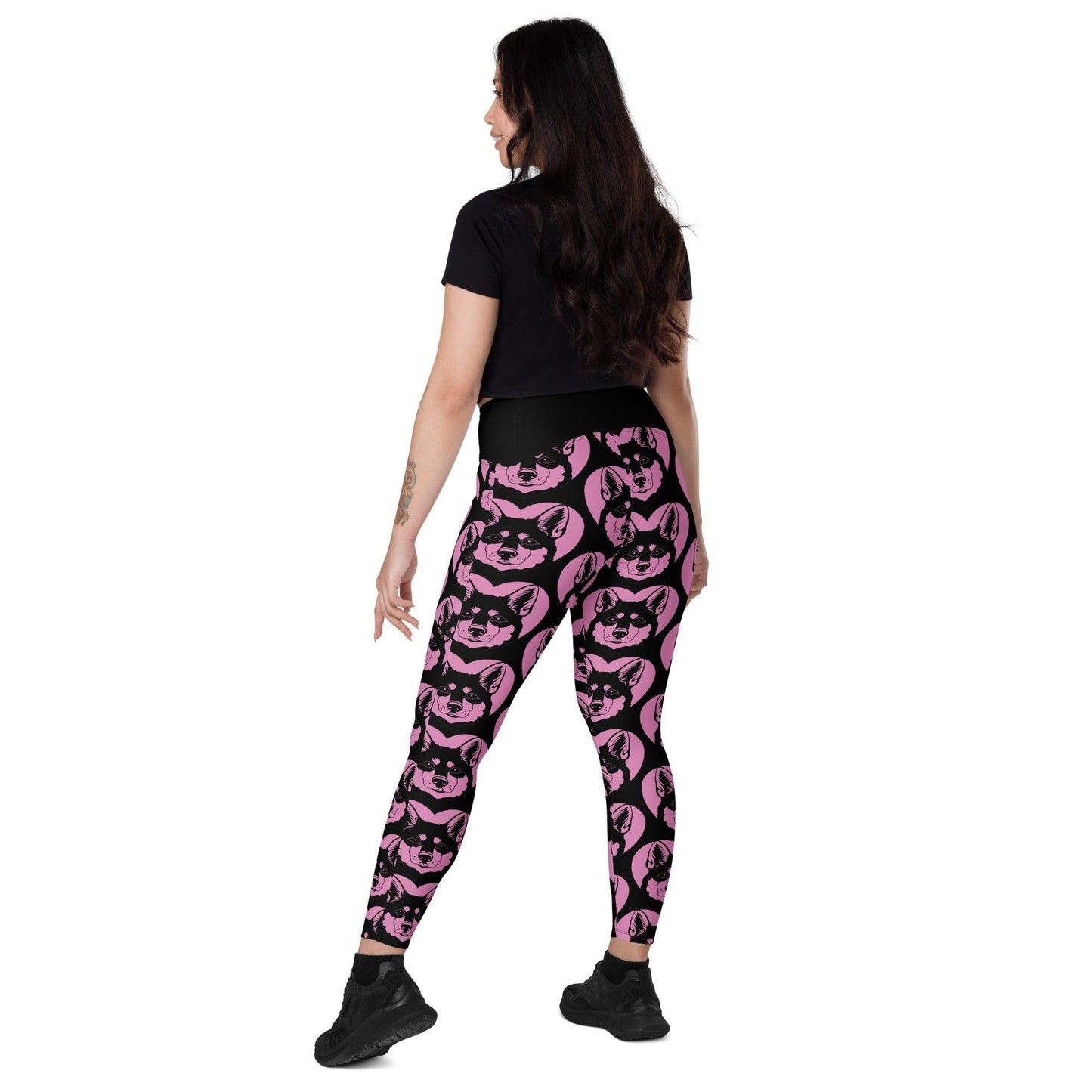 Dog breed leggings with pockets - LAPPONIAN HERDER - HERTTAHOUND - pink
