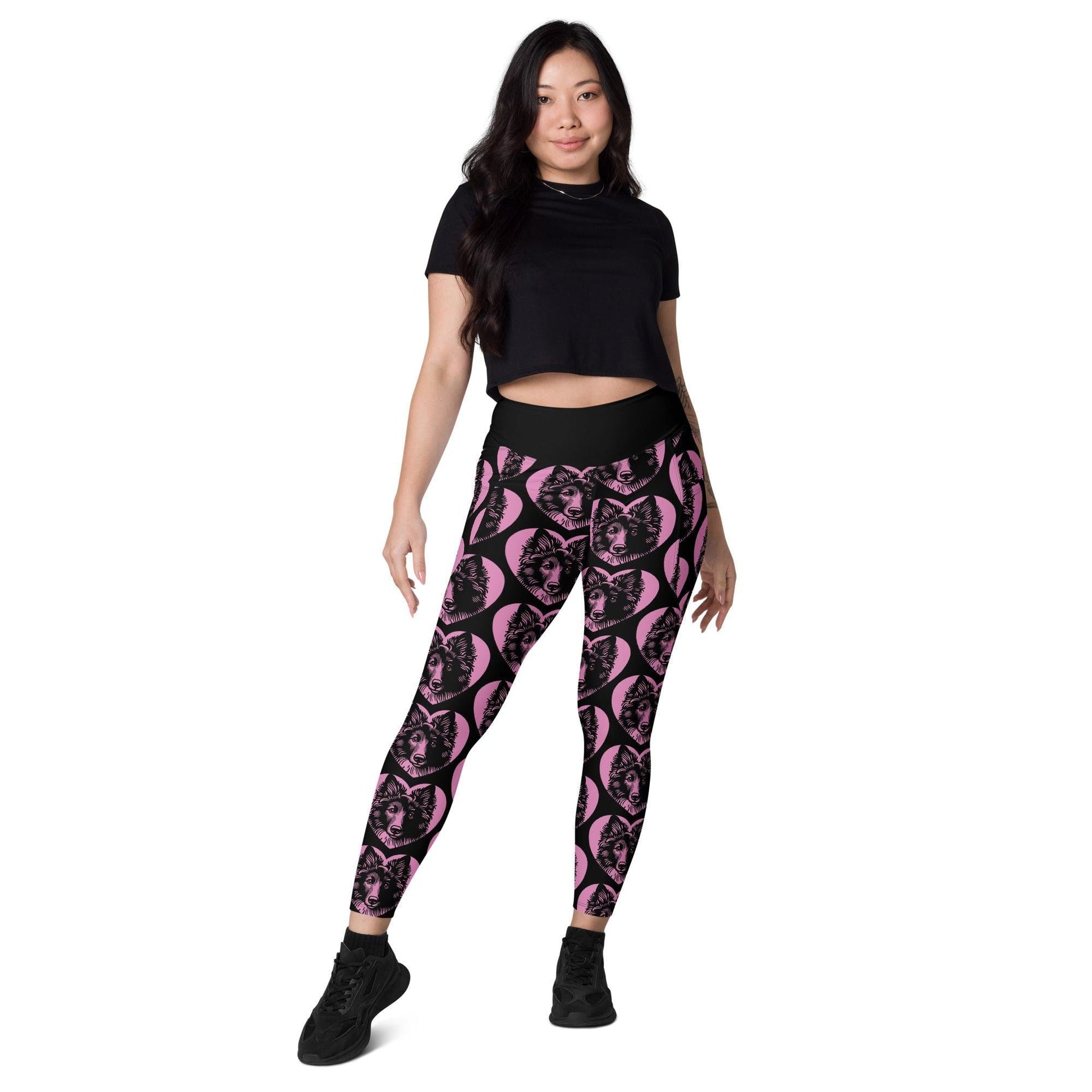 Dog breed leggings with pockets - MUDI - HERTTAHOUND - pink