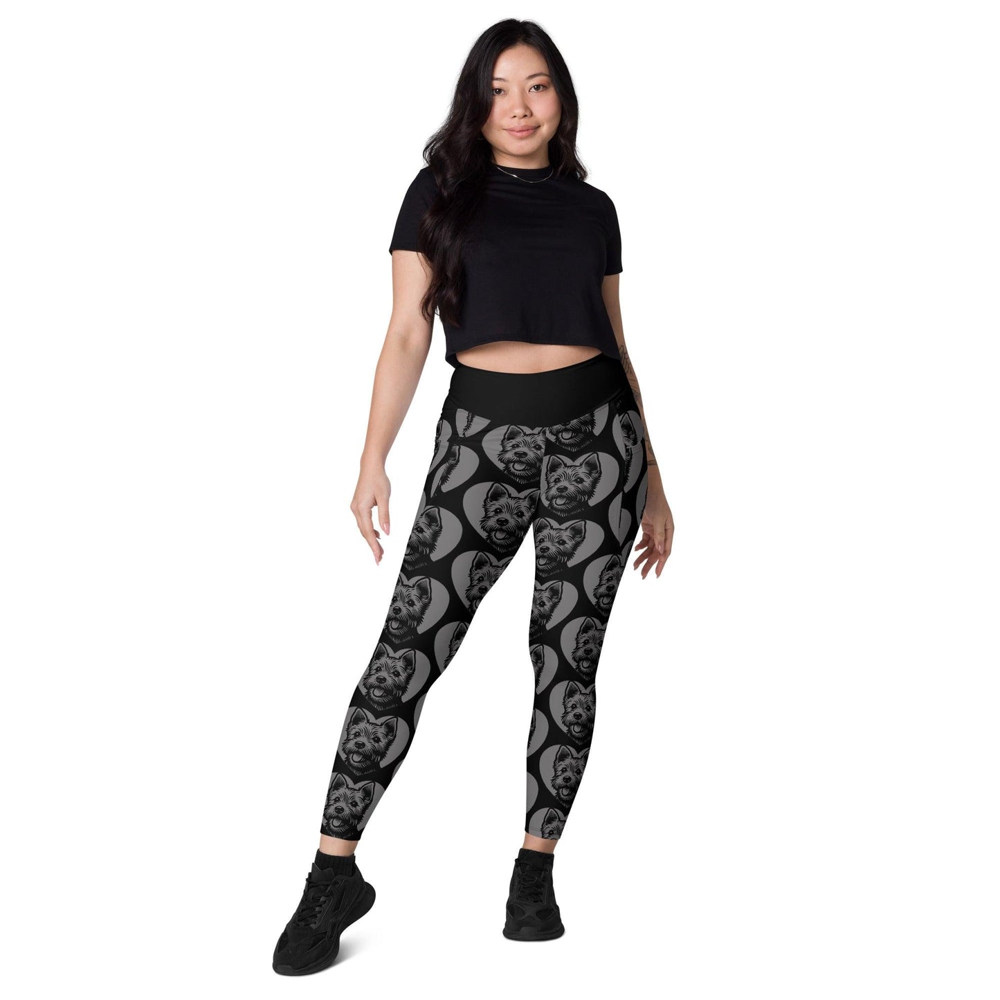 Dog breed leggings with pockets - NORFOLK TERRIER - HERTTAHOUND - grey