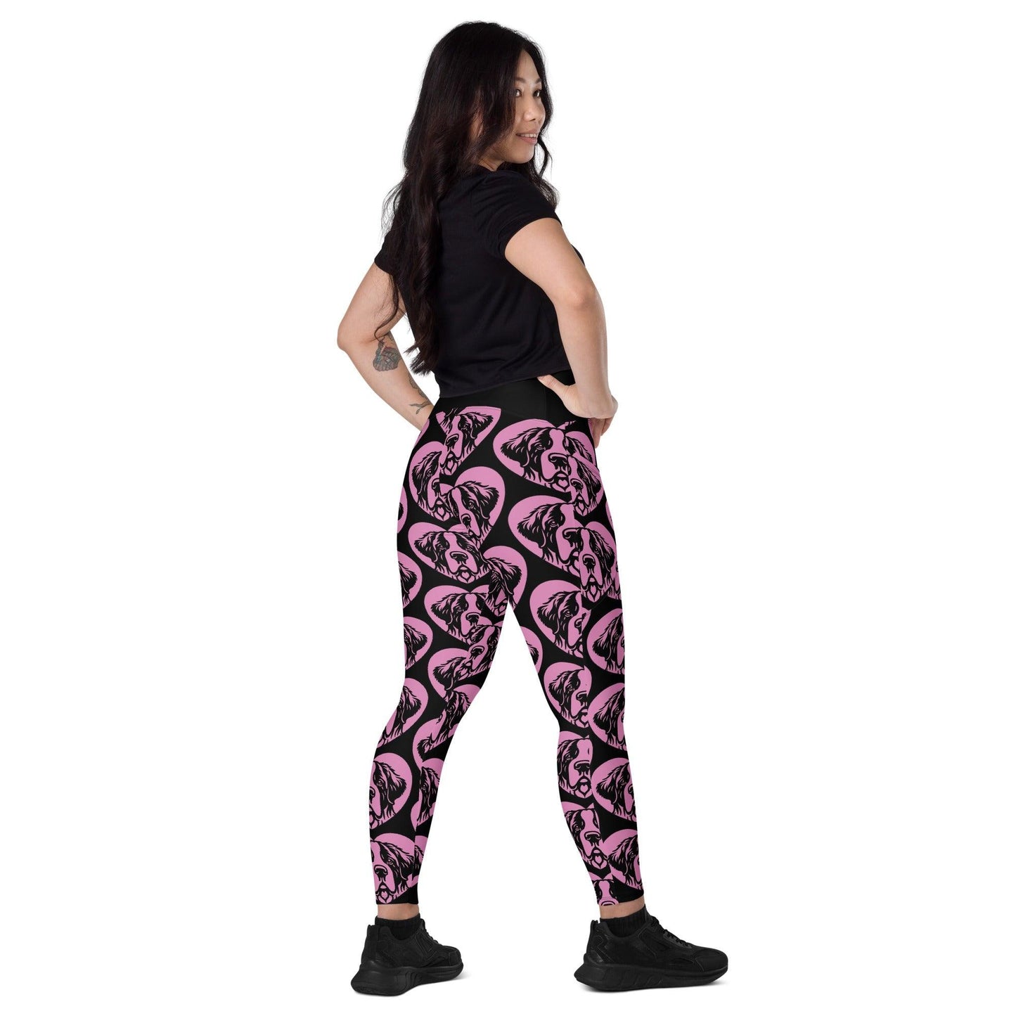 Dog breed leggings with pockets - SAINT BERNARD - HERTTAHOUND - pink