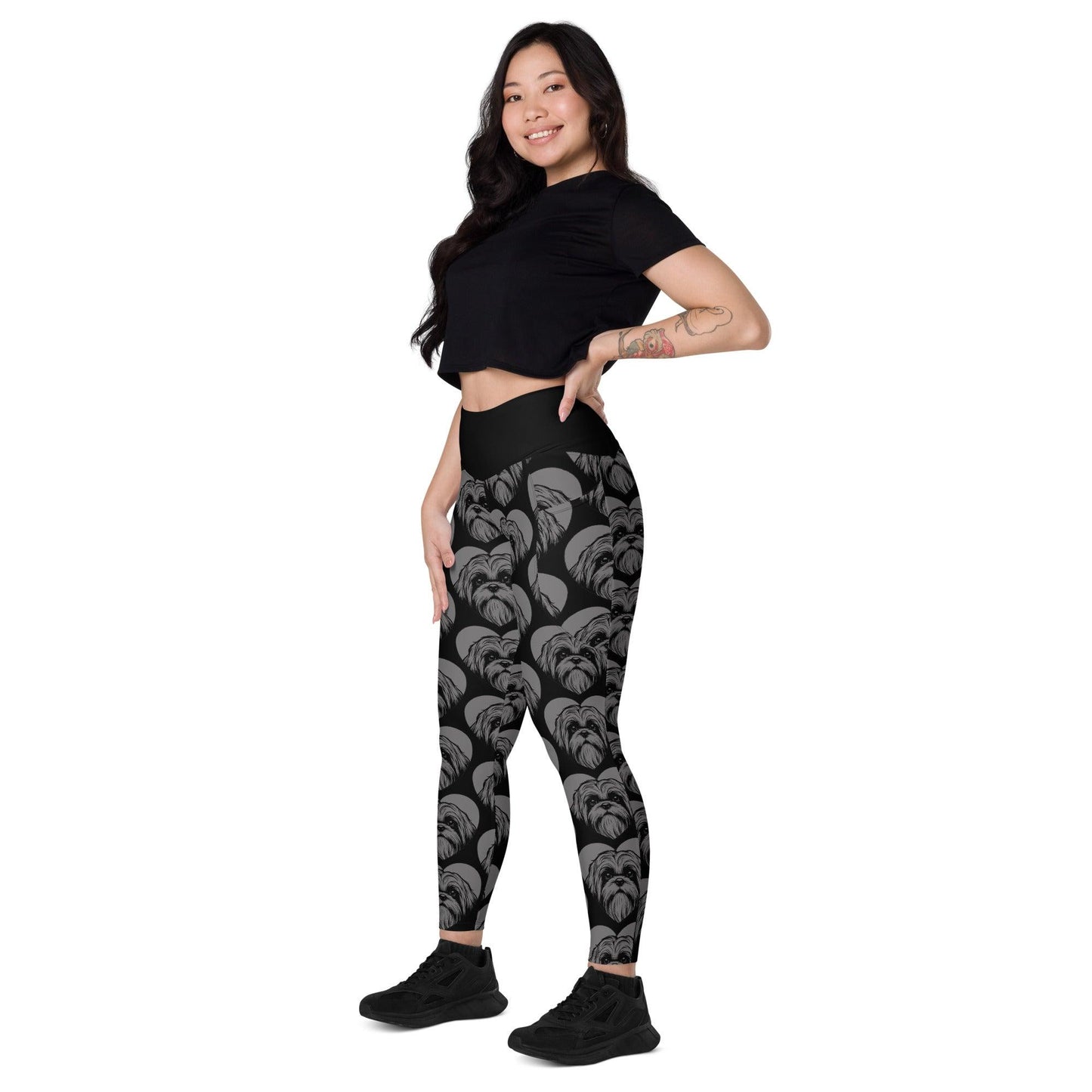 Dog breed leggings with pockets - SHIH TZU - HERTTAHOUND - grey