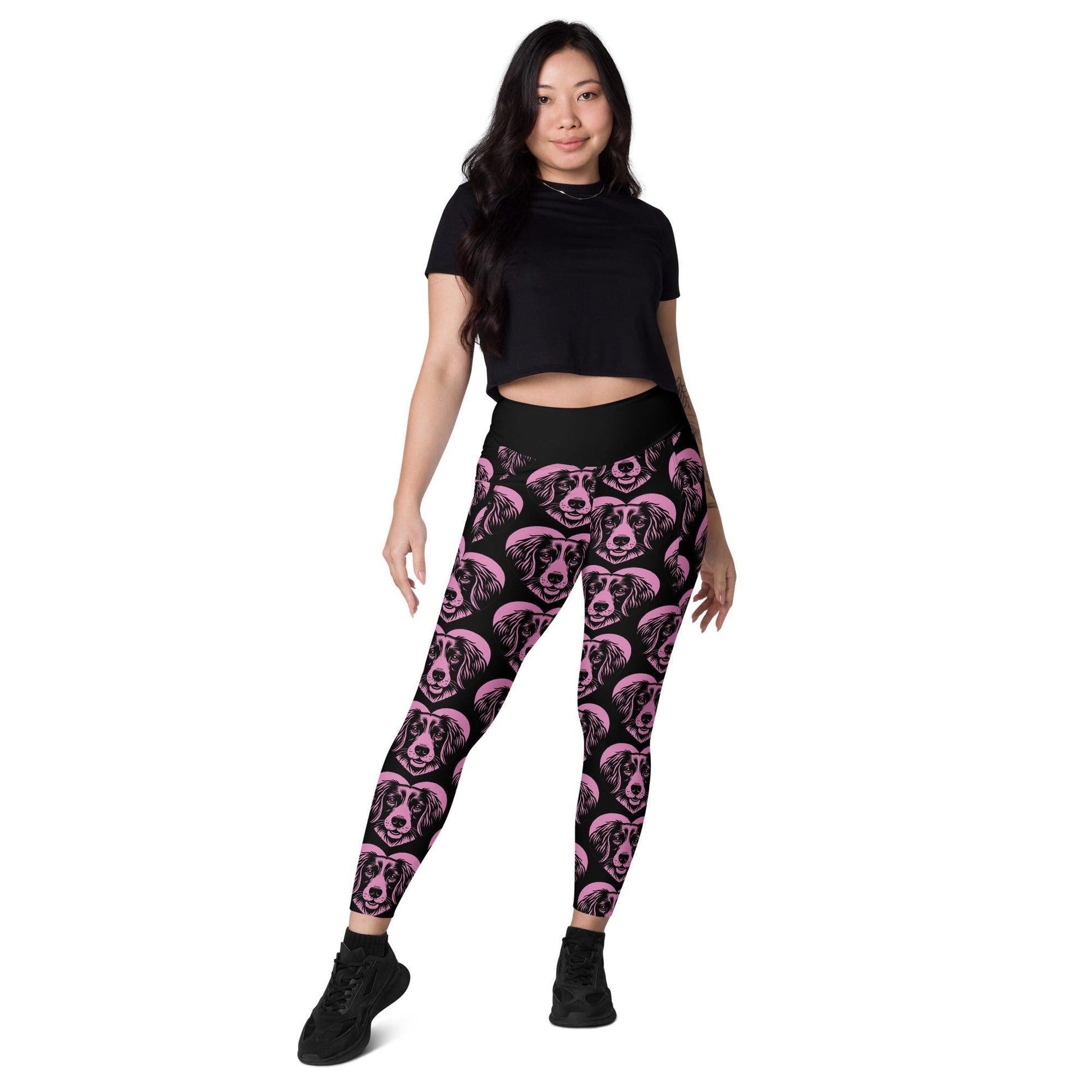 Dog breed leggings with pockets - SMALL MÜNSTERLÄNDER - HERTTAHOUND - pink