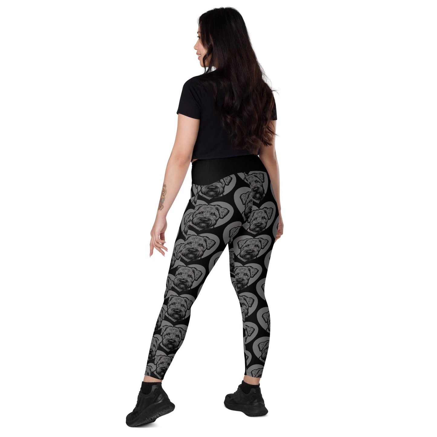 Dog breed leggings with pockets - SOFT COATED WHEATEN TERRIER - HERTTAHOUND - grey