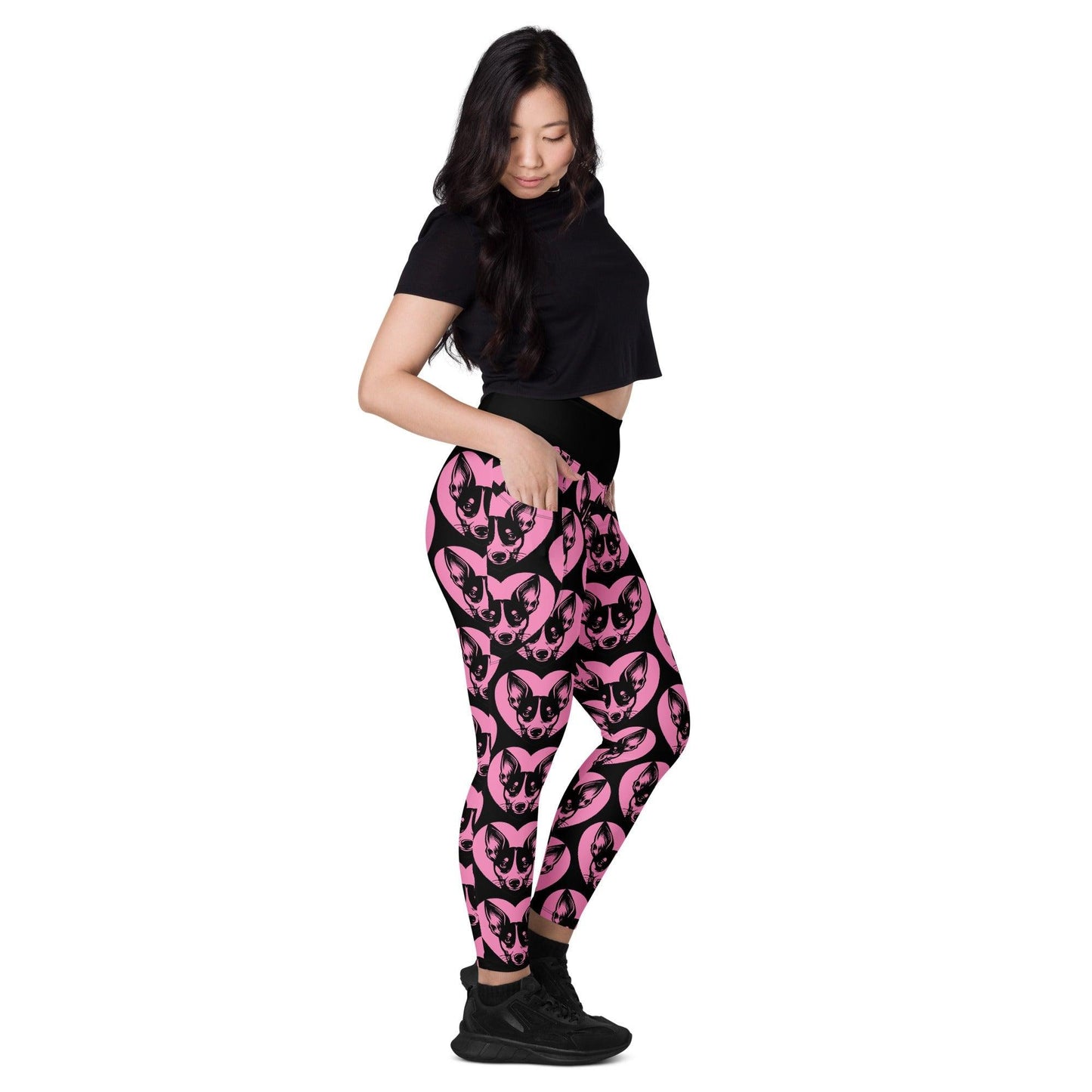 Dog breed leggings with pockets - TENTERFIELD TERRIER - HERTTAHOUND - pink