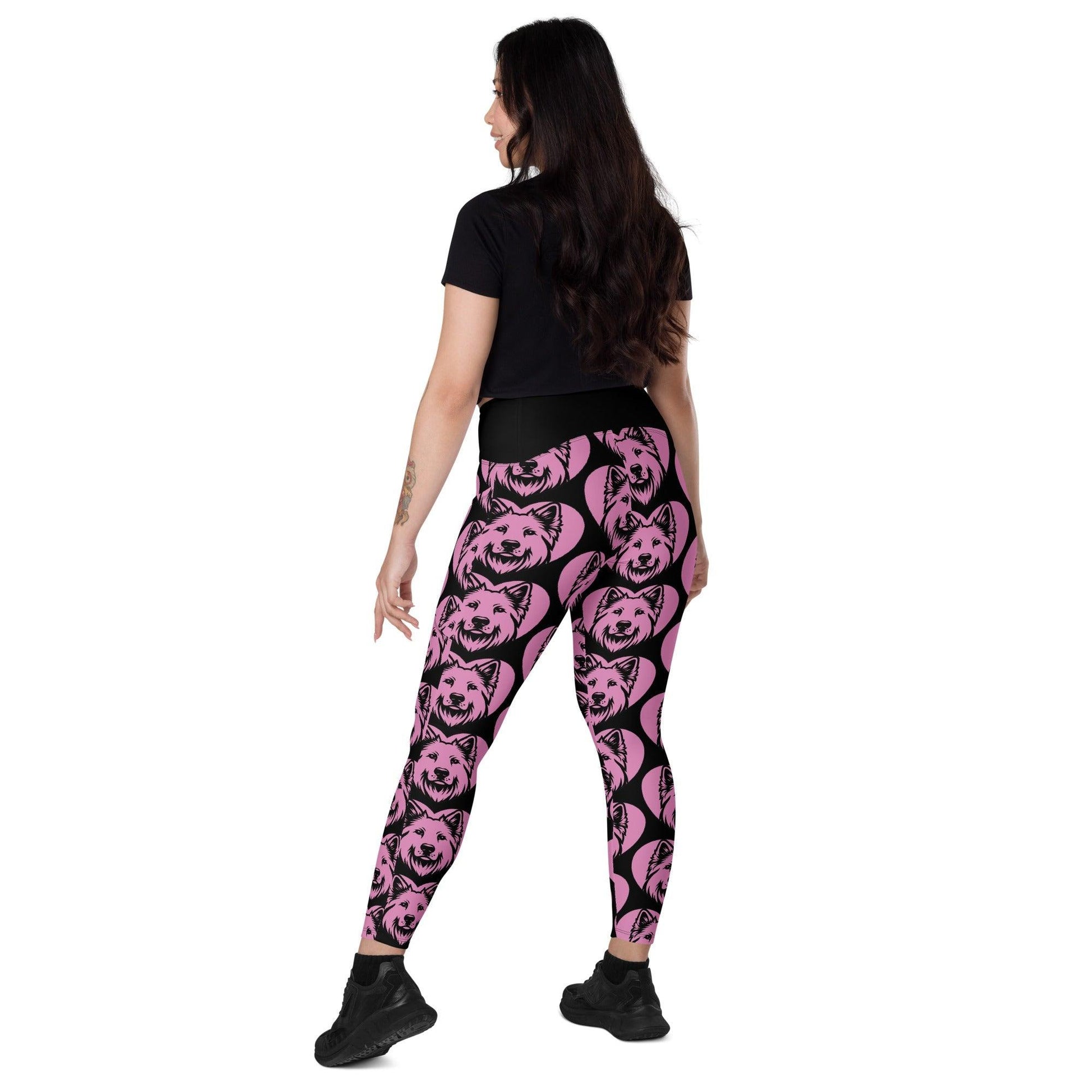 Dog breed leggings with pockets - WHITE SHEPHERD - HERTTAHOUND - pink