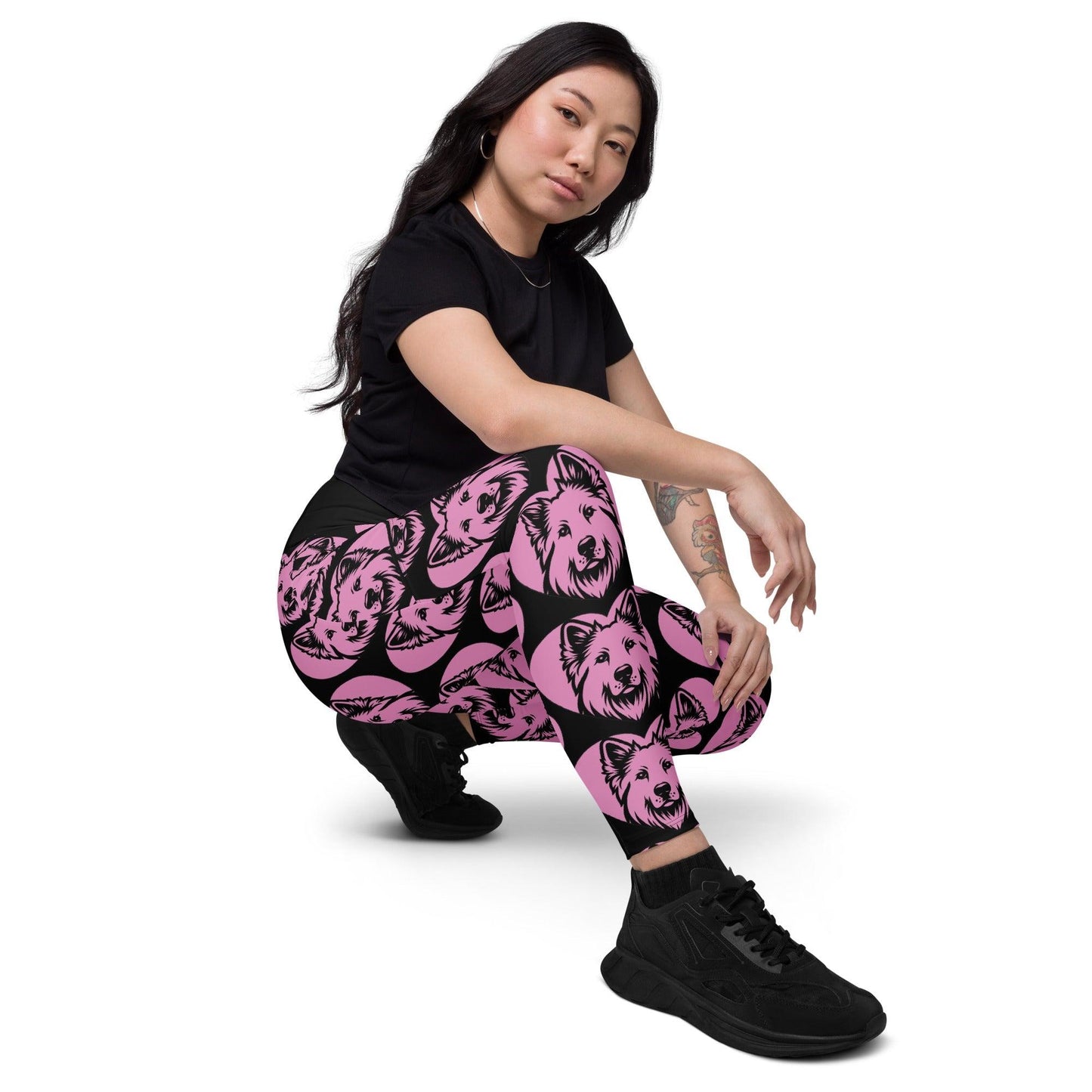 Dog breed leggings with pockets - WHITE SHEPHERD - HERTTAHOUND - pink 6XL