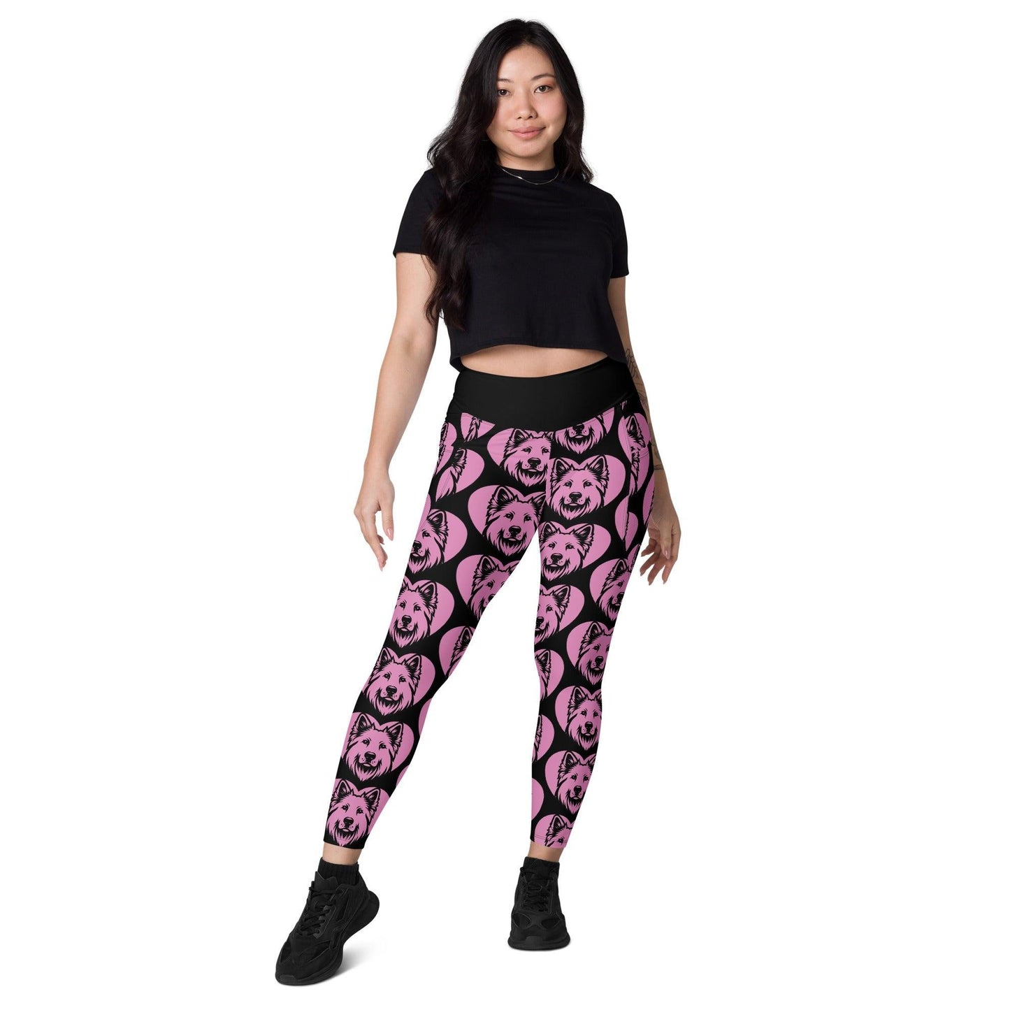 Dog breed leggings with pockets - WHITE SHEPHERD - HERTTAHOUND - pink