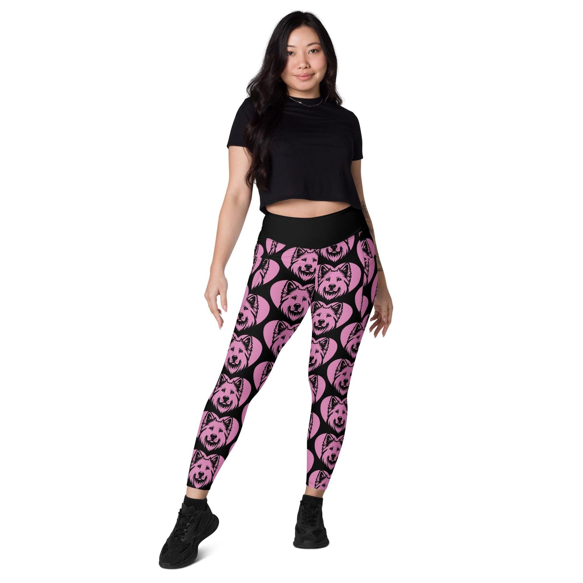 Dog breed leggings with pockets - WHITE SHEPHERD - HERTTAHOUND - pink