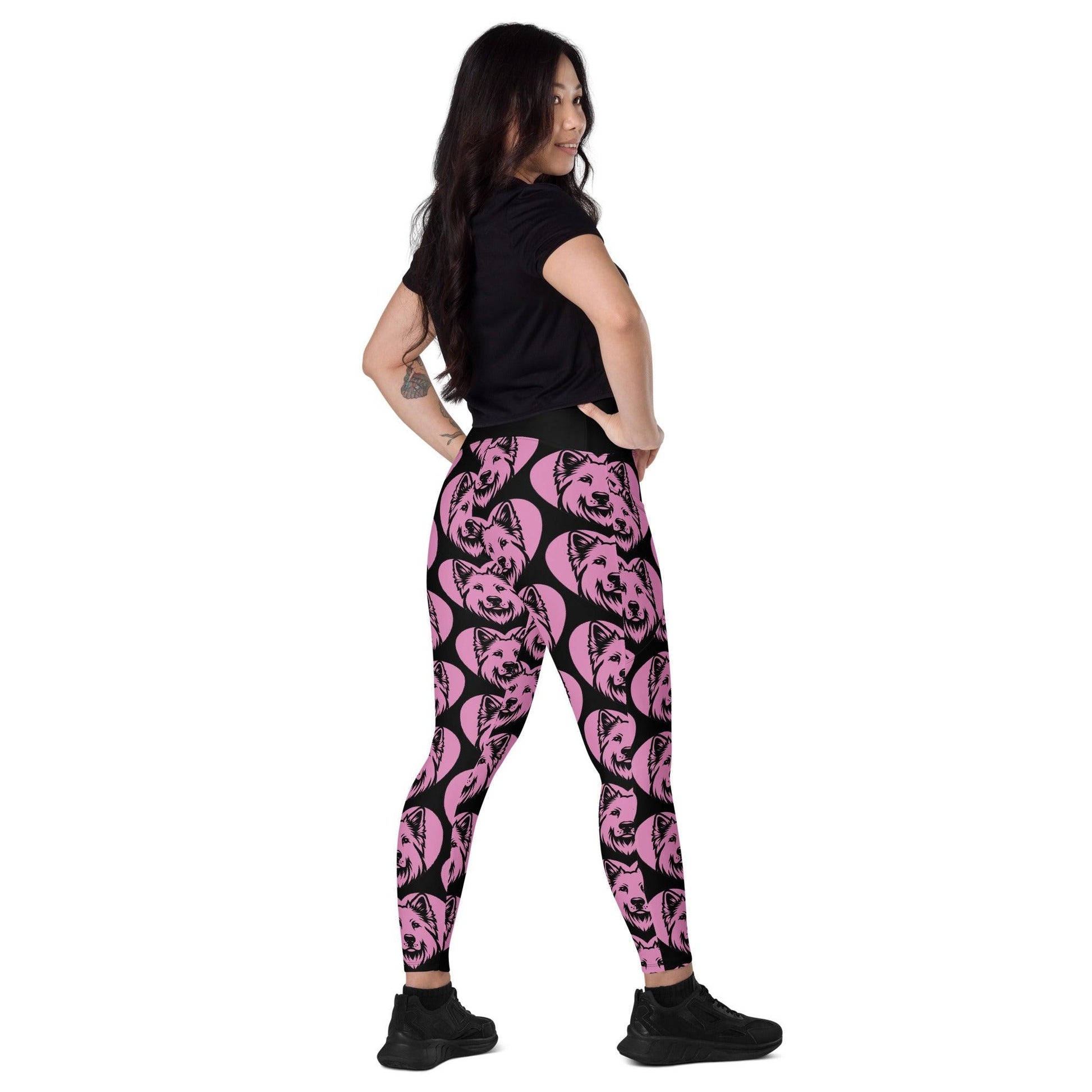 Dog breed leggings with pockets - WHITE SHEPHERD - HERTTAHOUND - pink