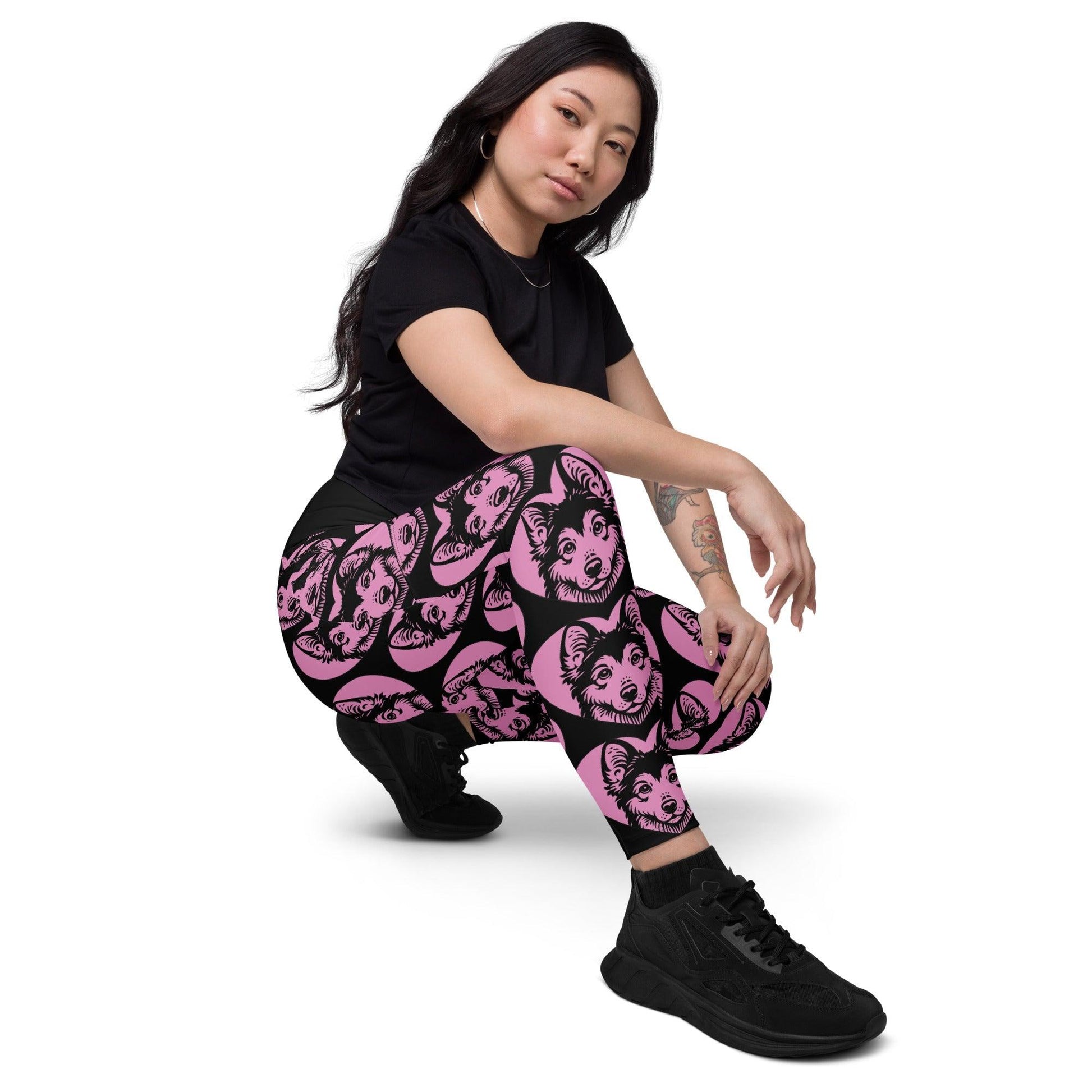 Dog breed leggings with pockets - YAKUTIAN LAIKA - HERTTAHOUND - pink 6XL